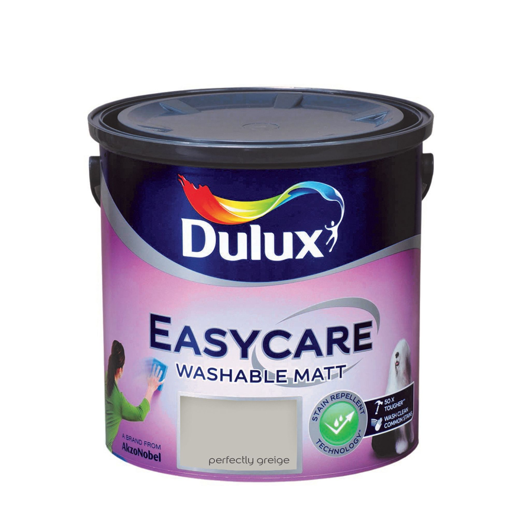 Dulux Easycare Washable & Tough Perfectly Greige Matt Wall & ceiling Emulsion paint, 2.5L
