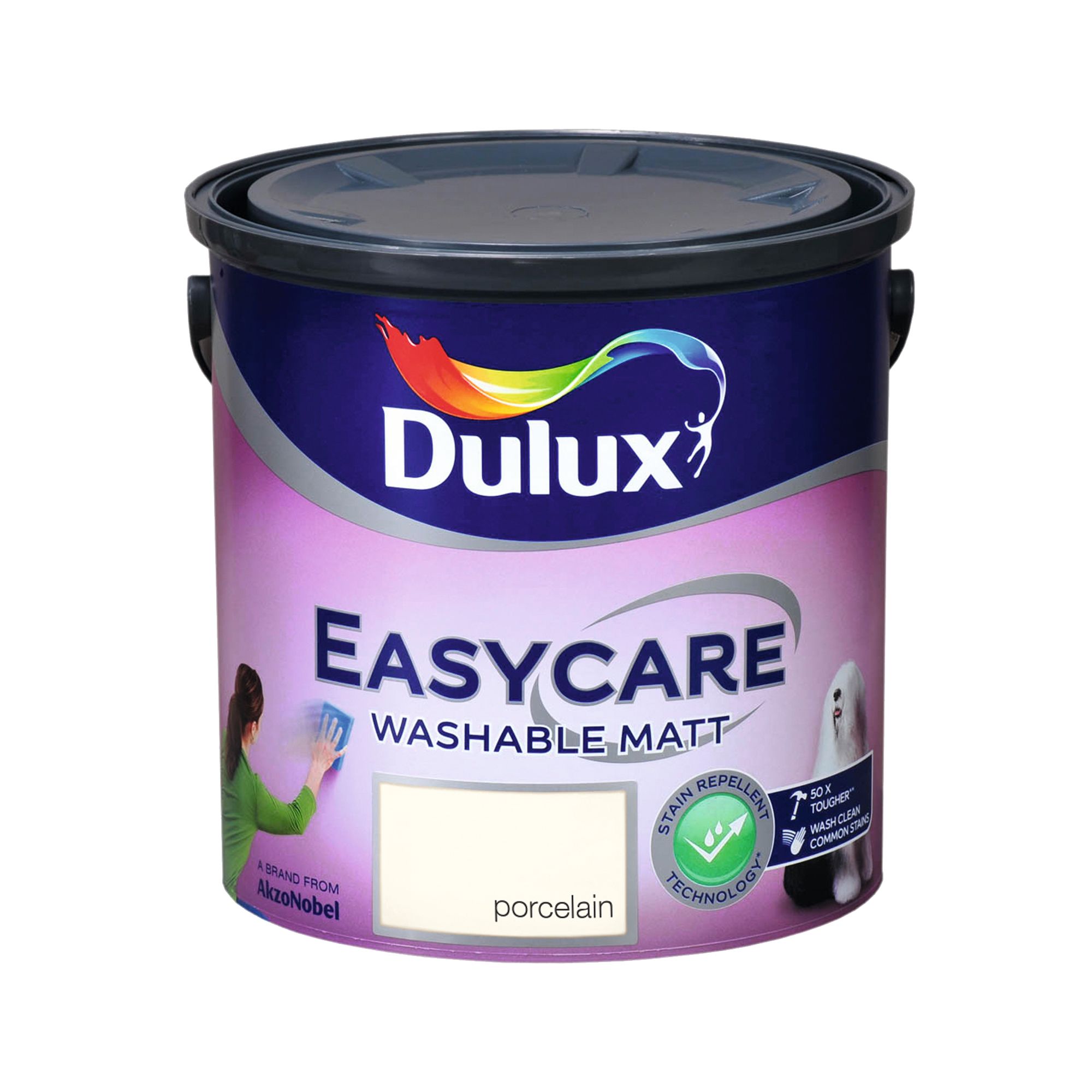 Dulux Easycare Washable & Tough Porcelain Matt Wall & ceiling Emulsion paint, 2.5L