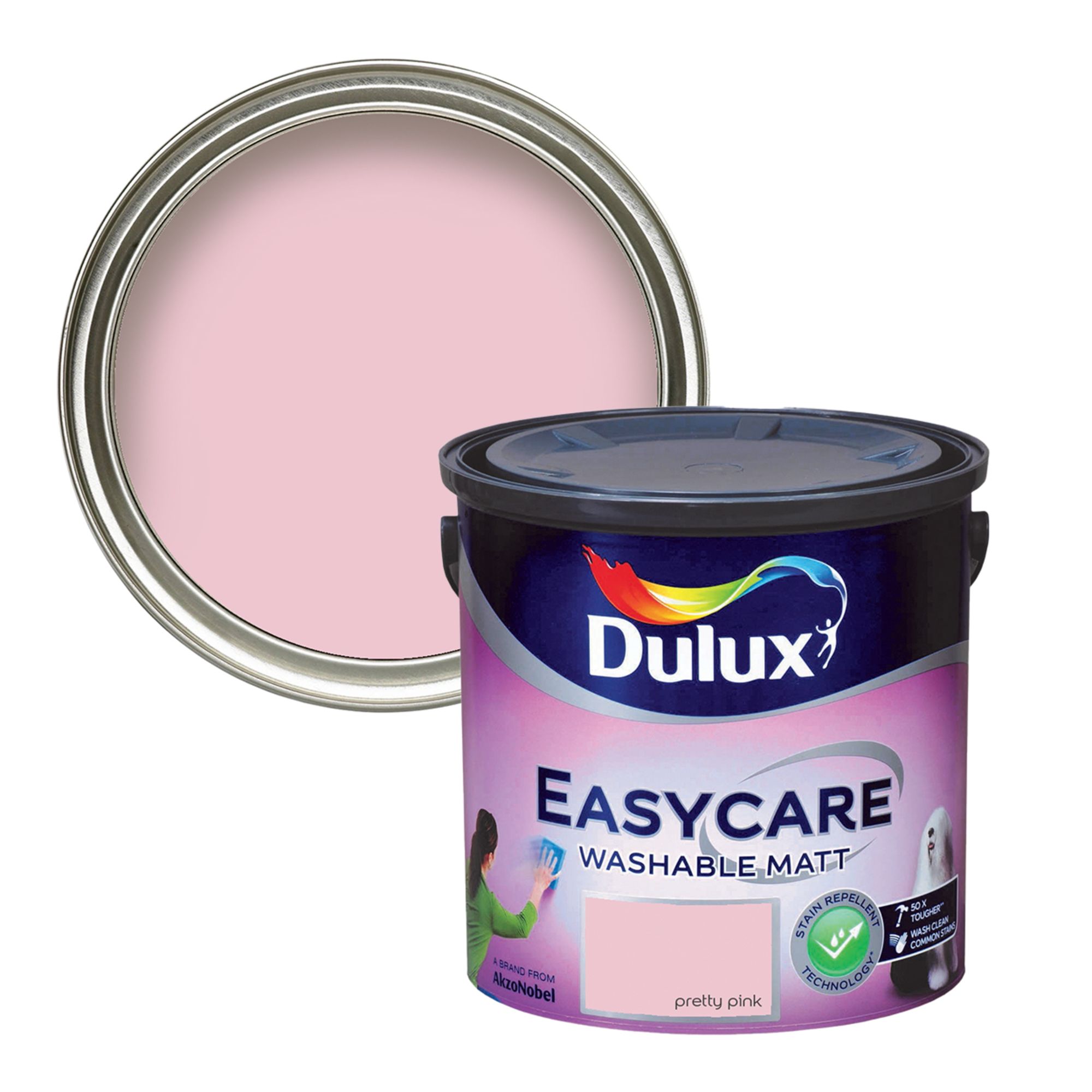 Dulux Easycare Washable & Tough Pretty Pink Matt Wall & ceiling Emulsion paint, 2.5L
