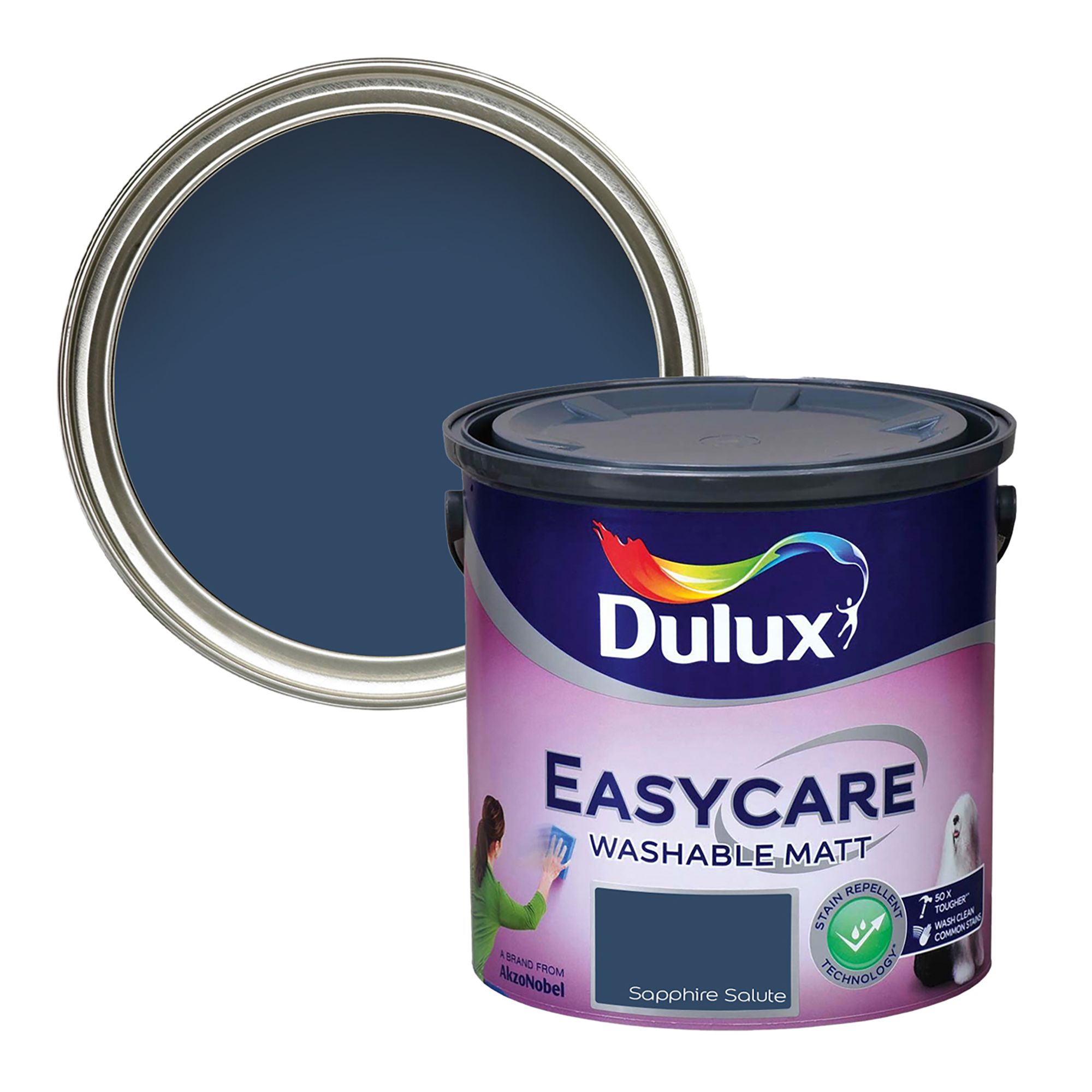 Dulux Easycare Washable & Tough Sapphire Salute Matt Wall & ceiling Emulsion paint, 2.5L