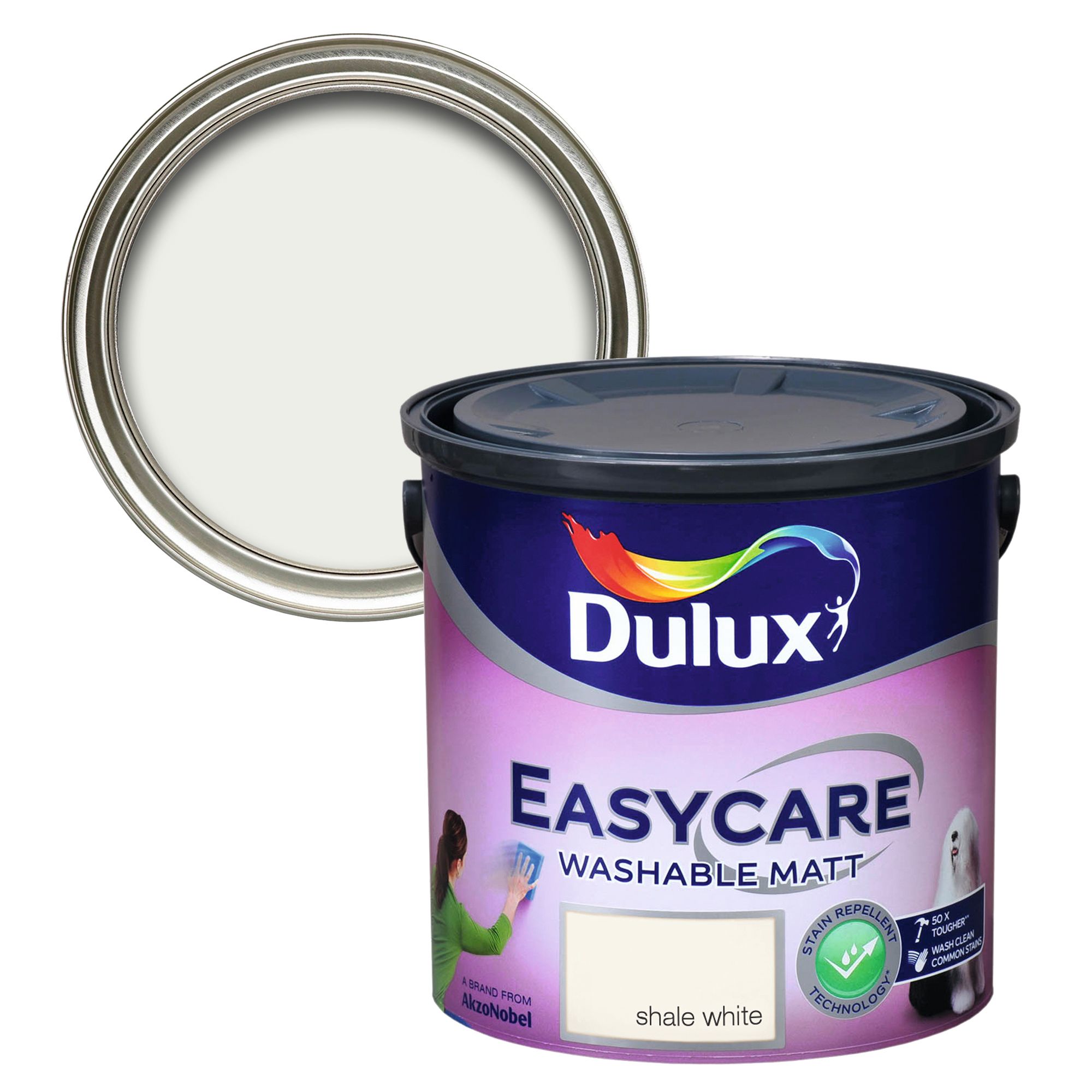 Dulux Easycare Washable & Tough Shale White Matt Wall & ceiling Emulsion paint, 2.5L