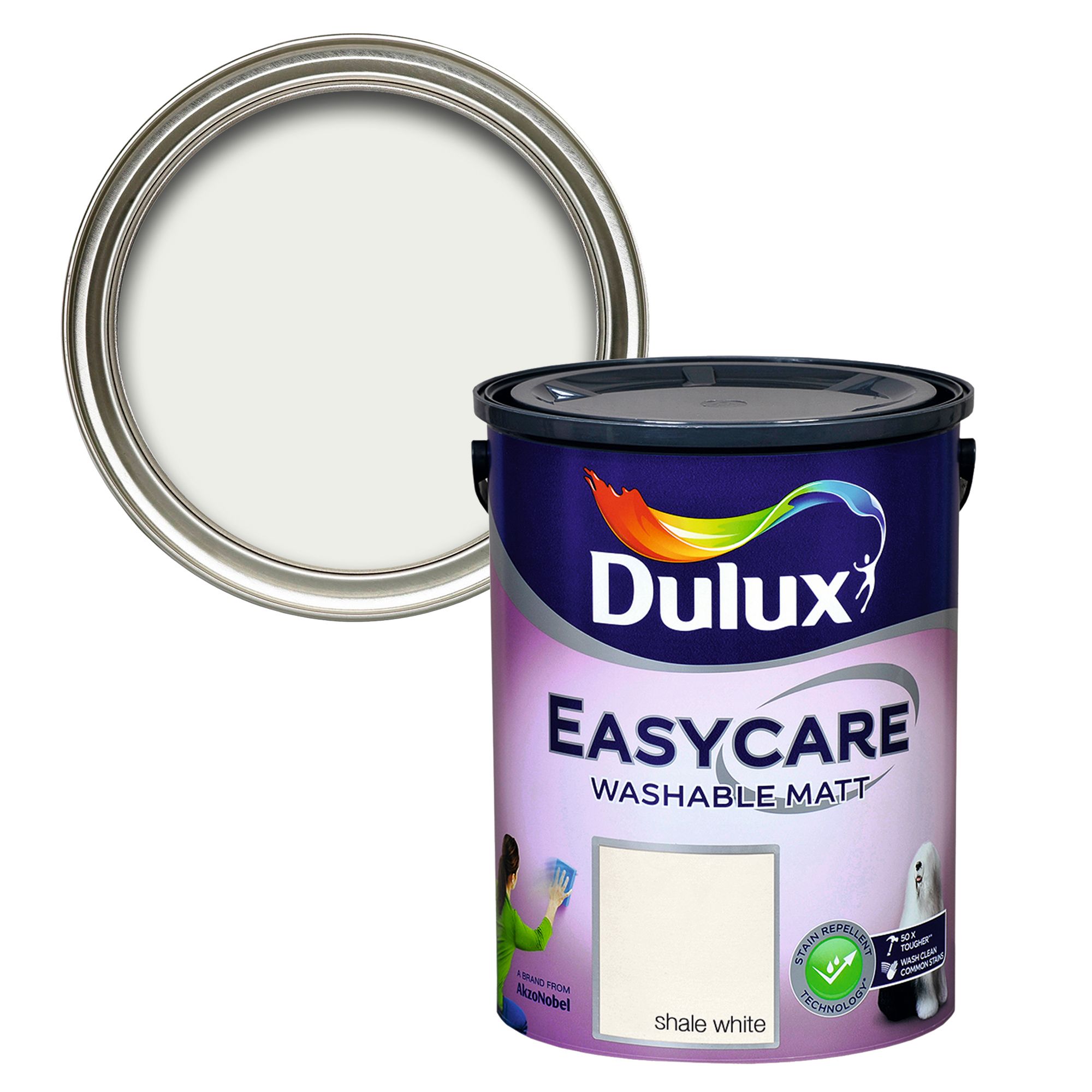 Dulux Easycare Washable & Tough Shale White Matt Wall & ceiling Emulsion paint, 5L