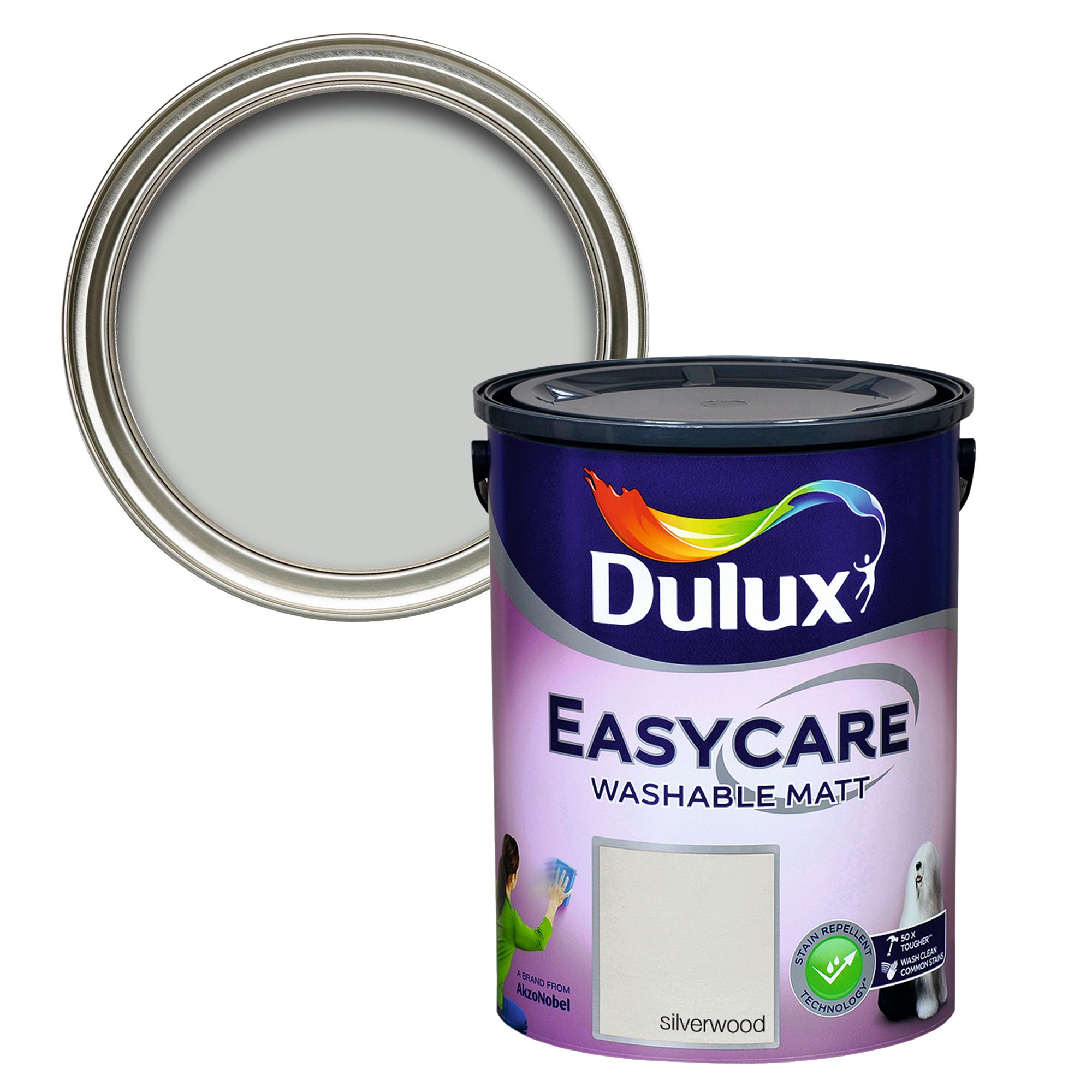 Dulux Easycare Washable & Tough Silverwood Matt Wall & ceiling Emulsion paint, 5L