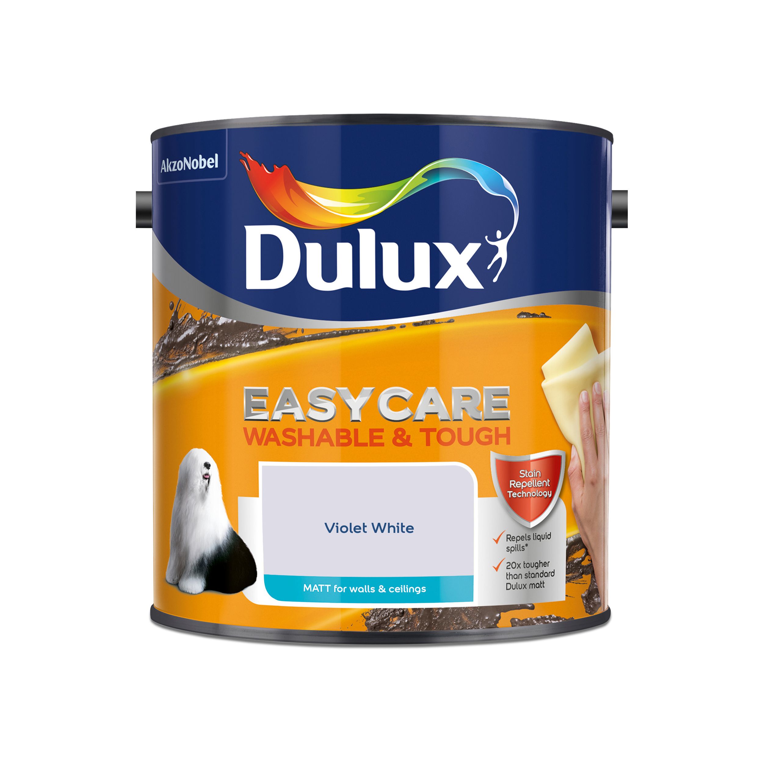 Dulux Easycare Washable & Tough Violet White Matt Emulsion Paint, 2.5L ...