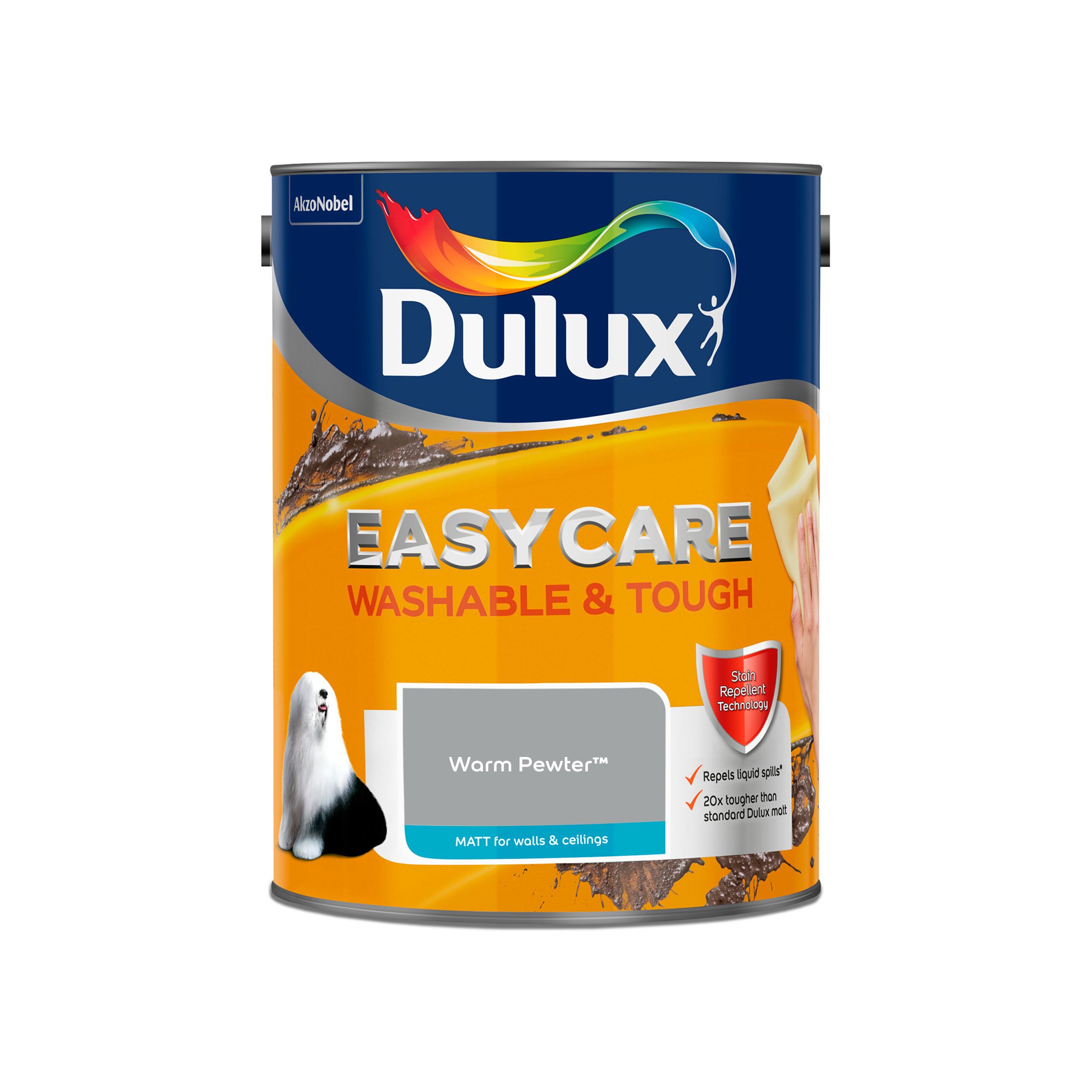 Dulux Easycare Washable & tough Warm pewter Matt Emulsion paint, 5L