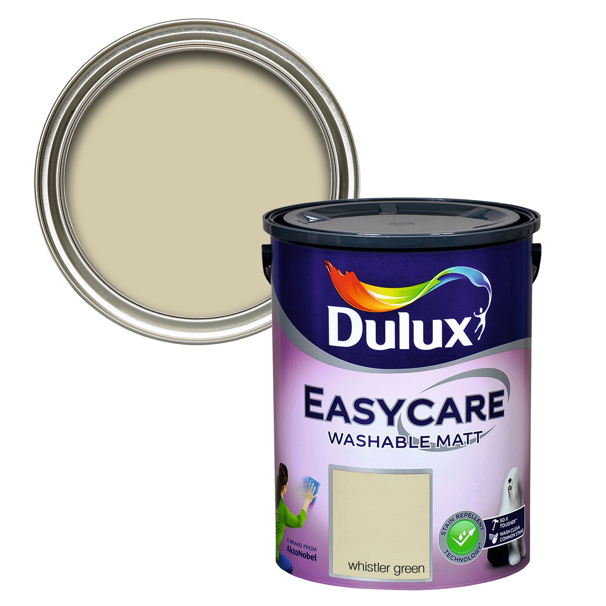 Dulux Easycare Whistler green Flat matt Emulsion paint, 5L DIY at B&Q