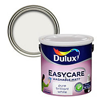 Dulux Easycare White Flat matt Emulsion paint, 2.5L