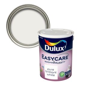 Dulux Easycare White Flat matt Emulsion paint, 5L