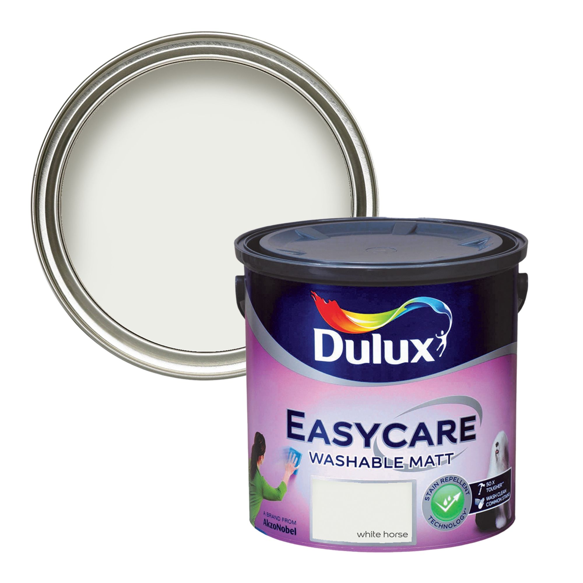 Dulux Easycare White Horse Matt Wall & ceiling Emulsion paint, 2.5L