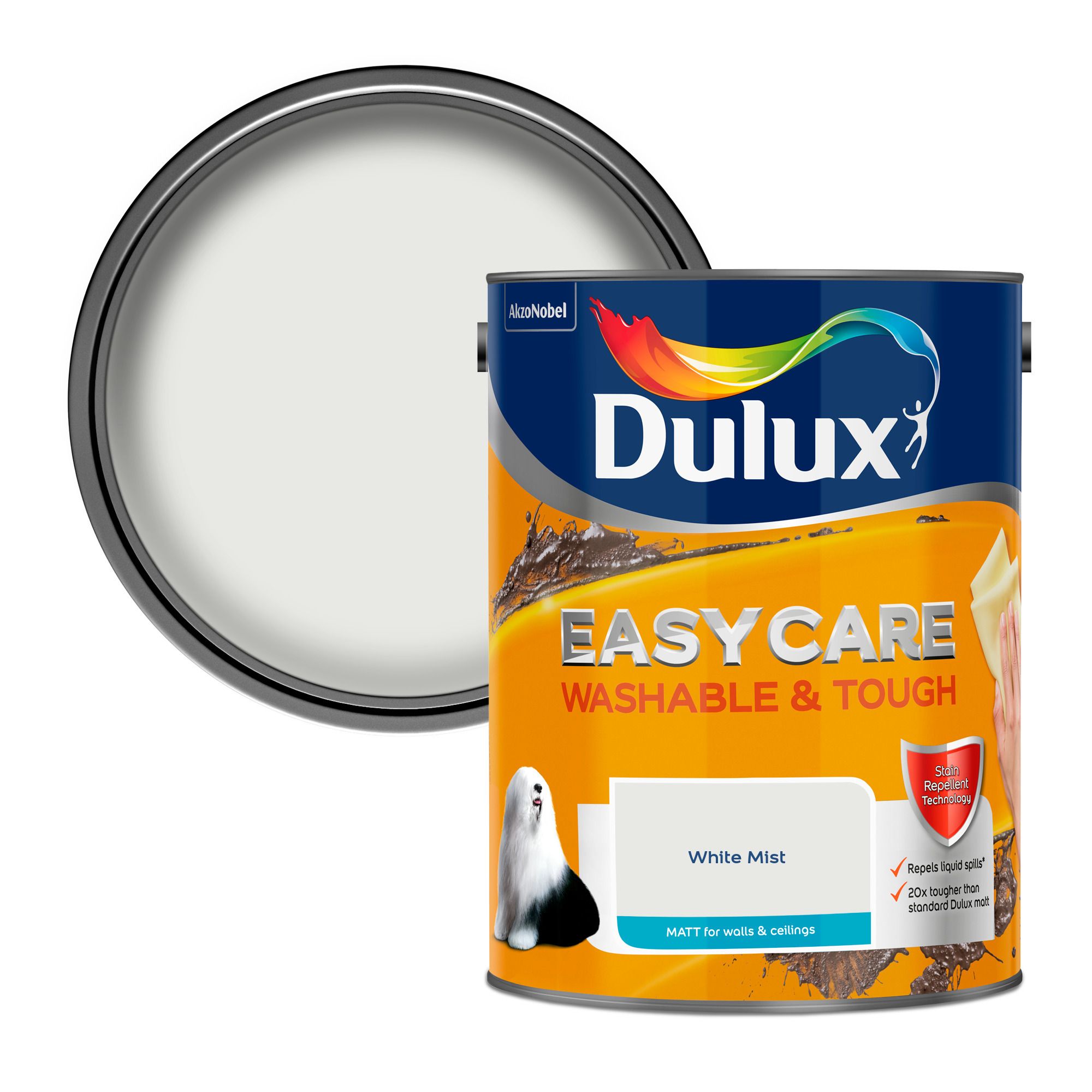 Dulux Easycare White Mist Matt Emulsion Paint, 5L At B&Q