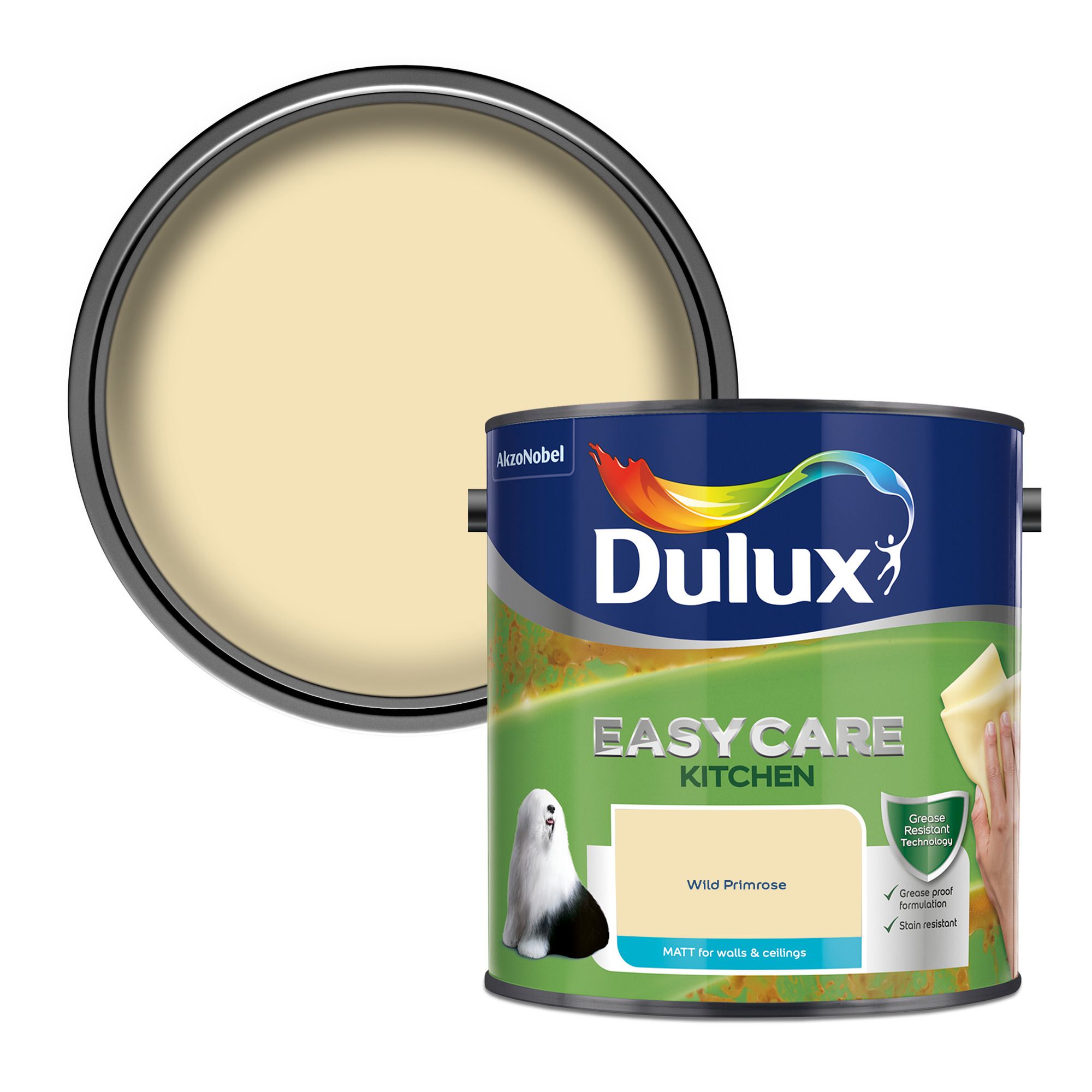 Dulux Easycare Wild primrose Matt Emulsion paint, 2.5L