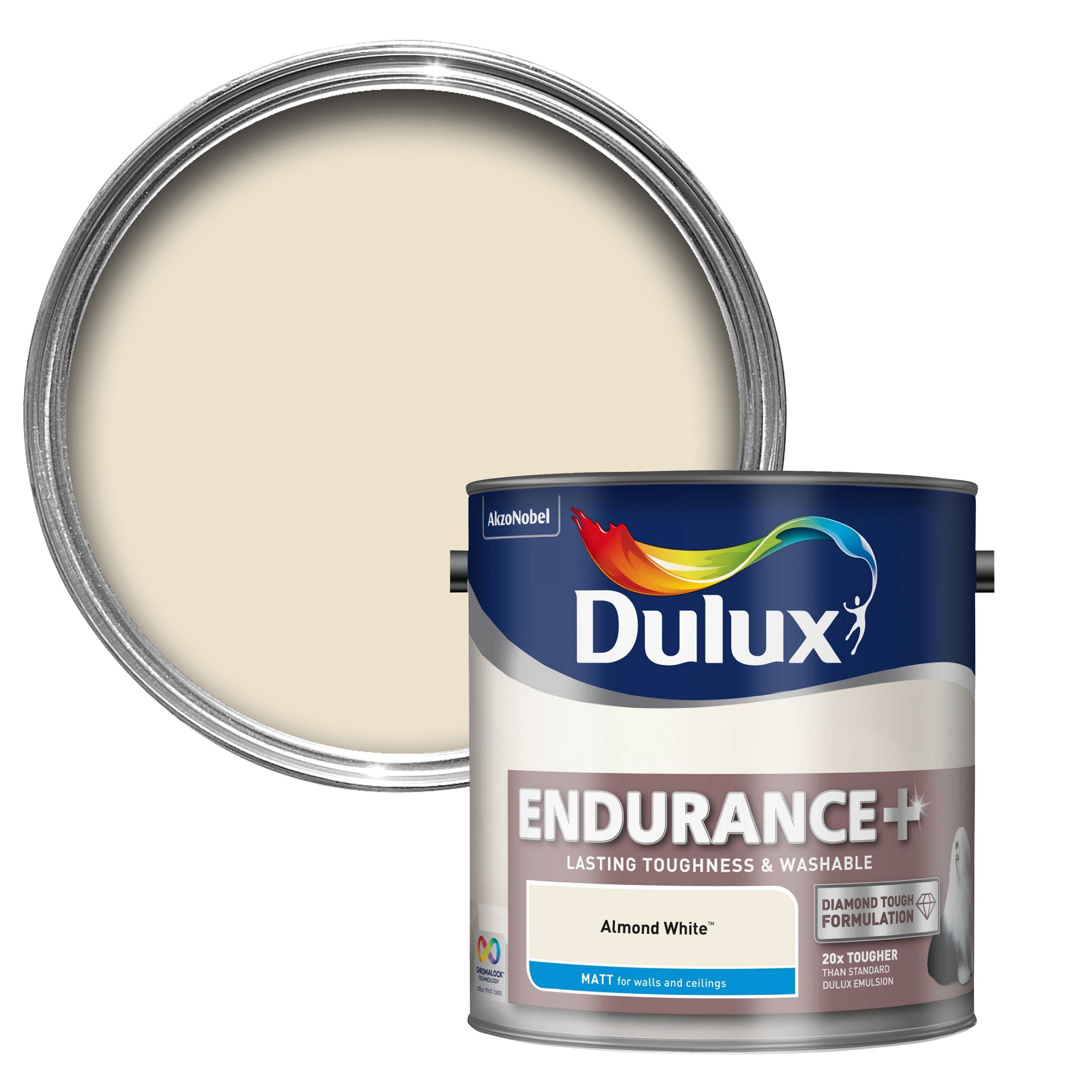 Dulux Endurance Almond white Matt Emulsion paint 2.5L DIY at B&Q