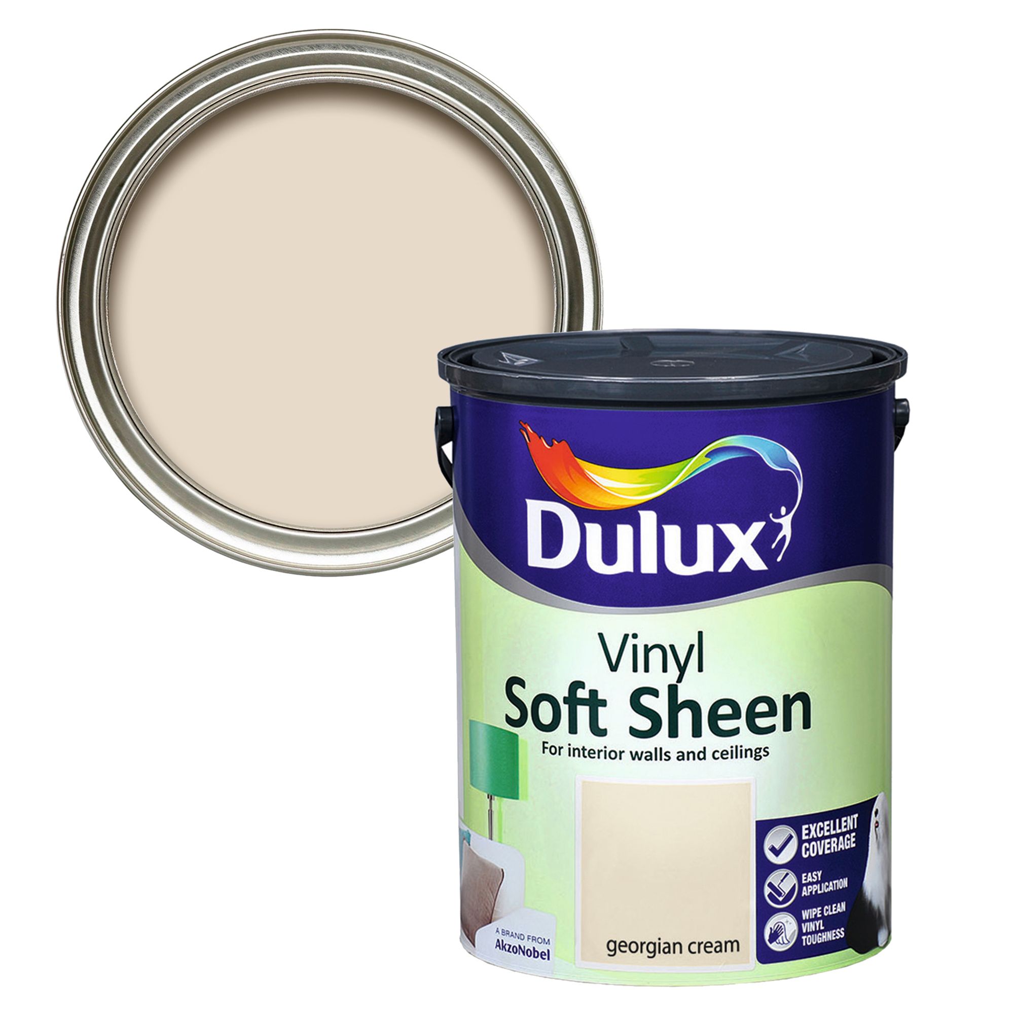 Dulux cream Soft sheen Emulsion paint, 5L DIY at B&Q