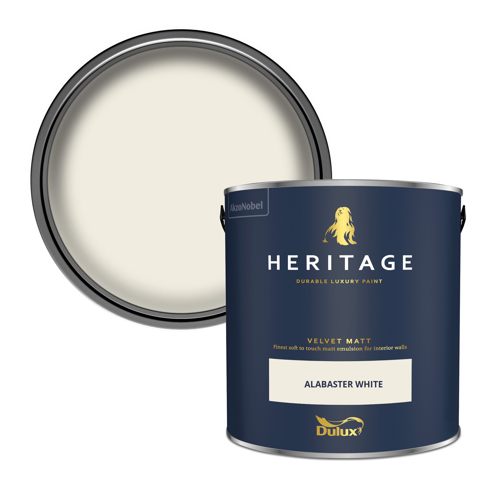 Dulux Heritage Alabaster White Velvet matt Wall paint, 2.5L
