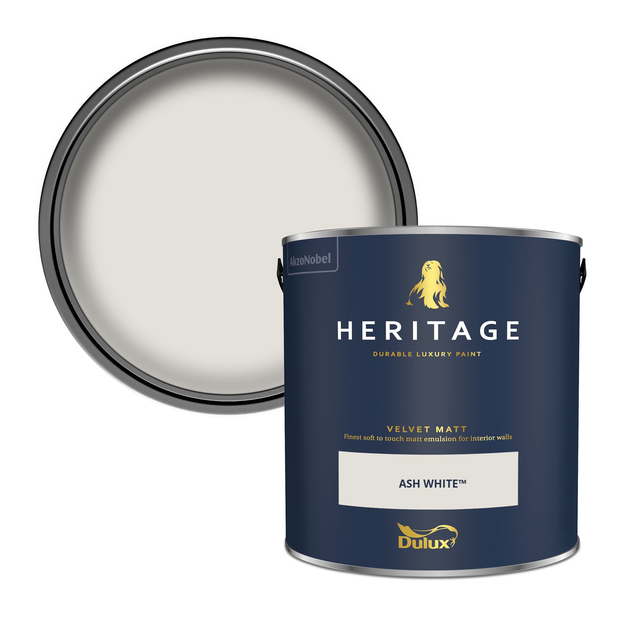 Dulux Heritage Ash White Velvet matt Wall paint, 2.5L