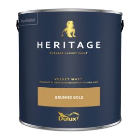 Dulux Heritage Brushed Gold Velvet matt Emulsion paint, 2.5L