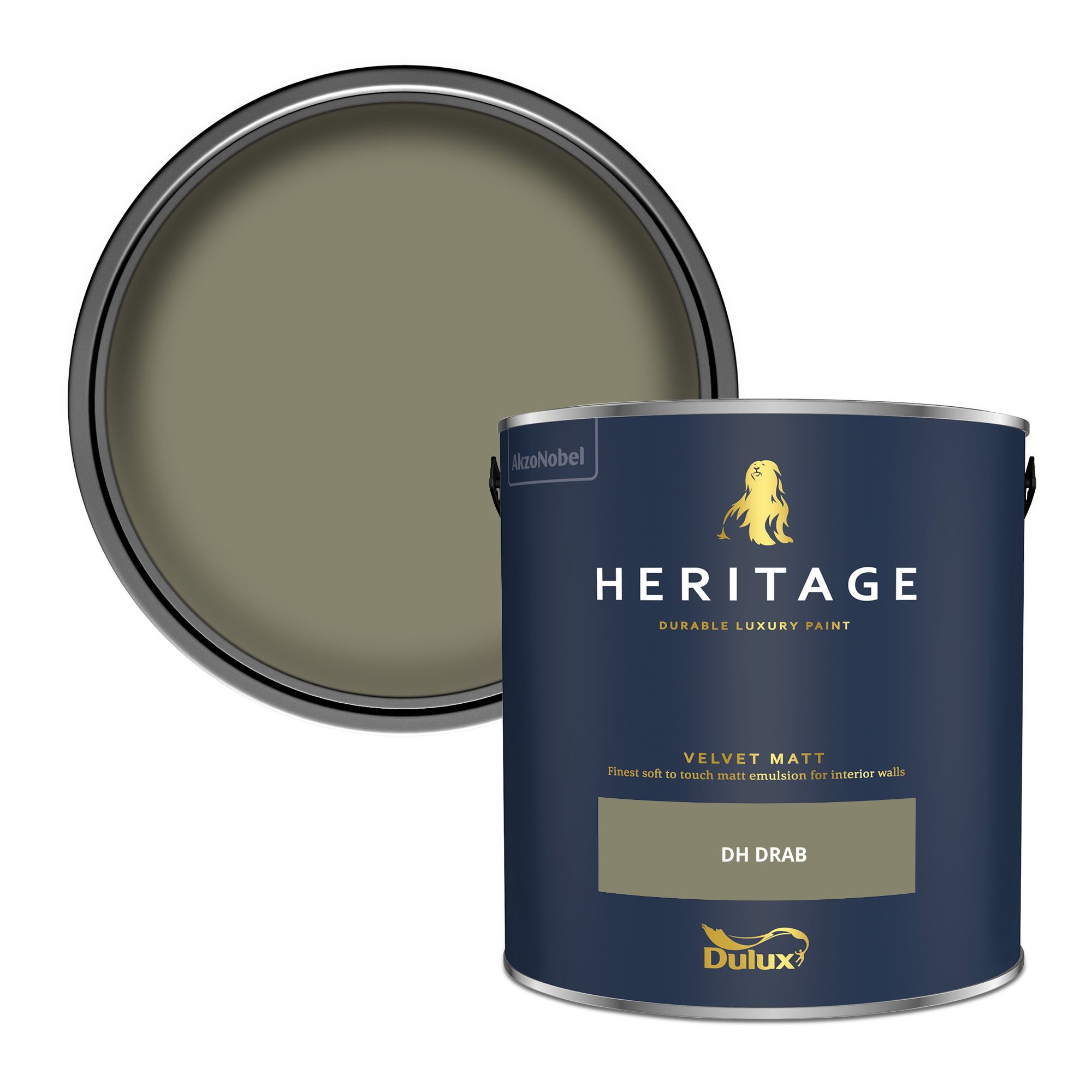 Dulux Heritage DH Drab Velvet matt Wall paint, 2.5L