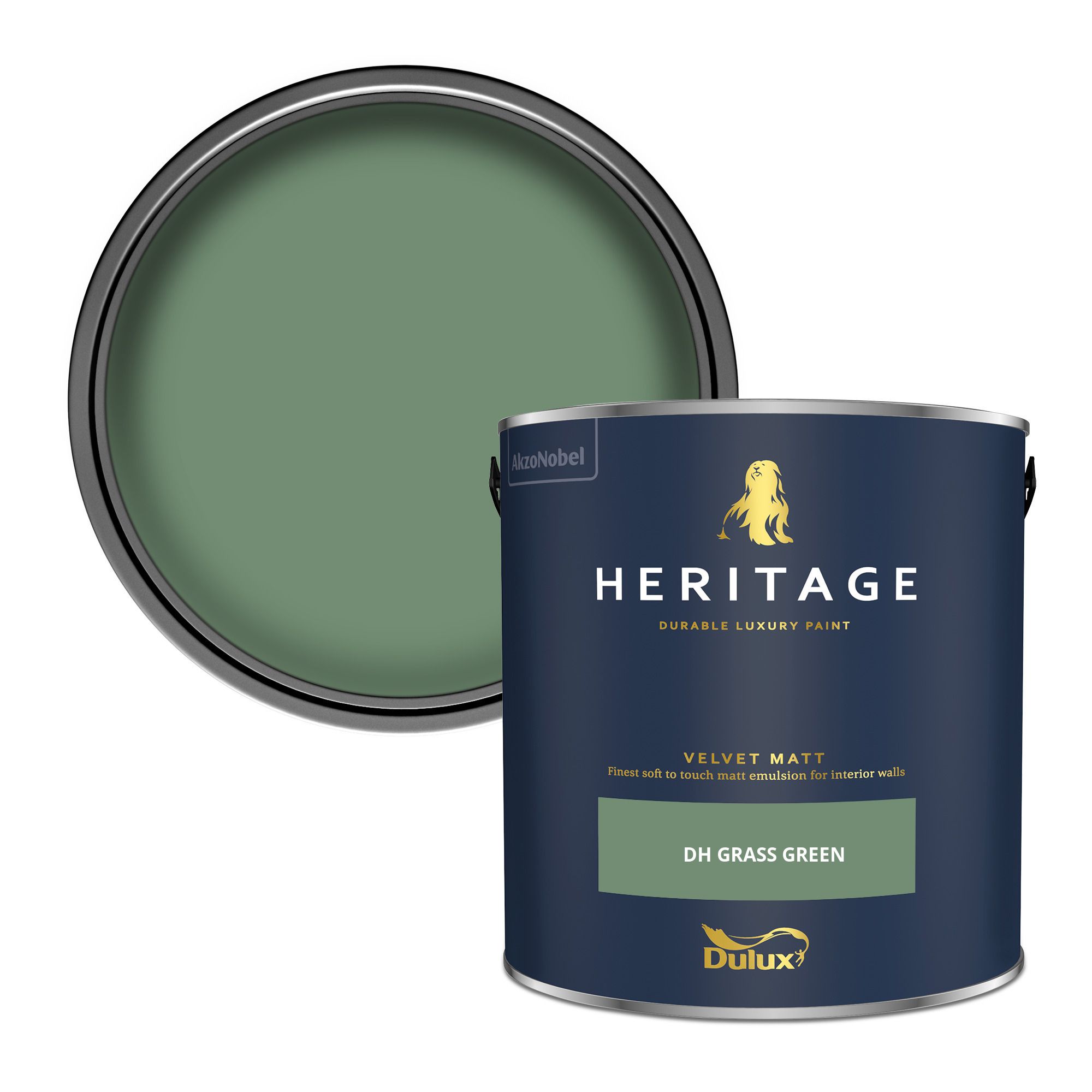 Dulux Heritage DH Grass Green Velvet matt Wall paint, 2.5L