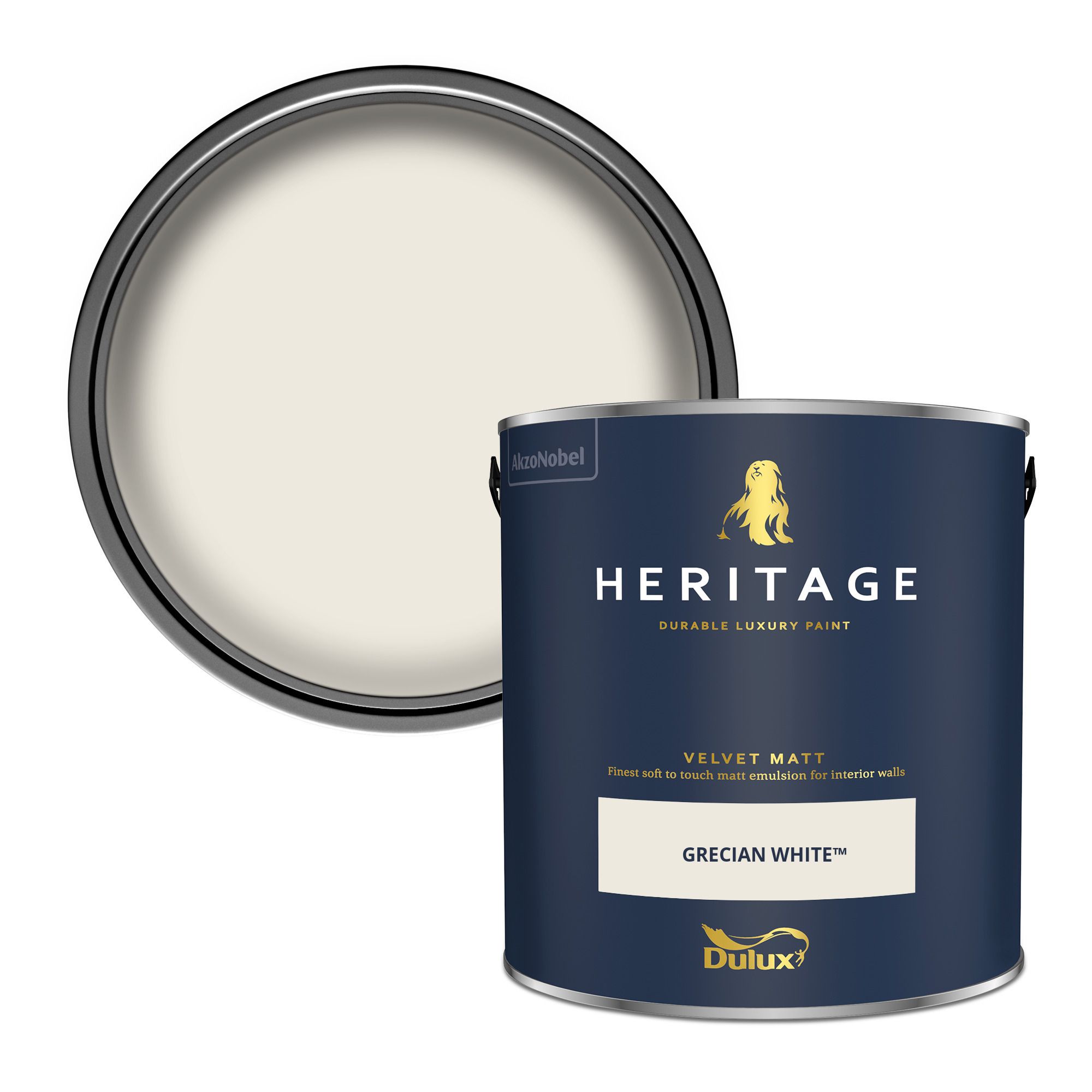 Dulux Heritage Grecian White Velvet matt Wall paint, 2.5L