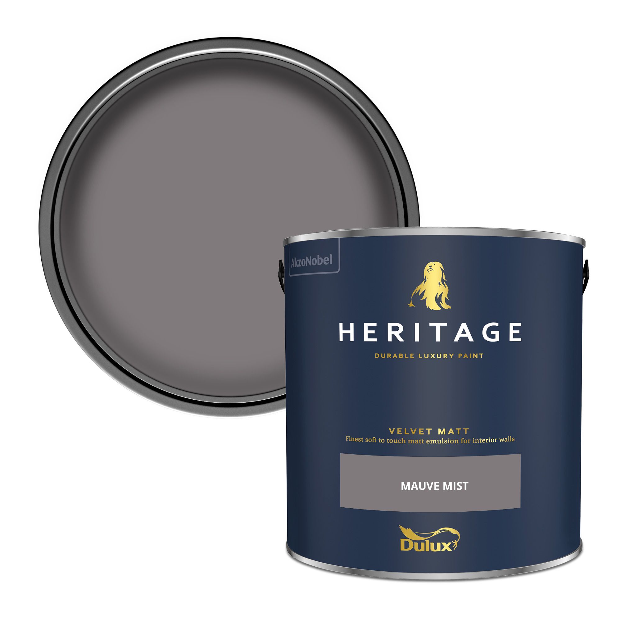 Dulux Heritage Mauve Mist Velvet matt Wall paint, 2.5L