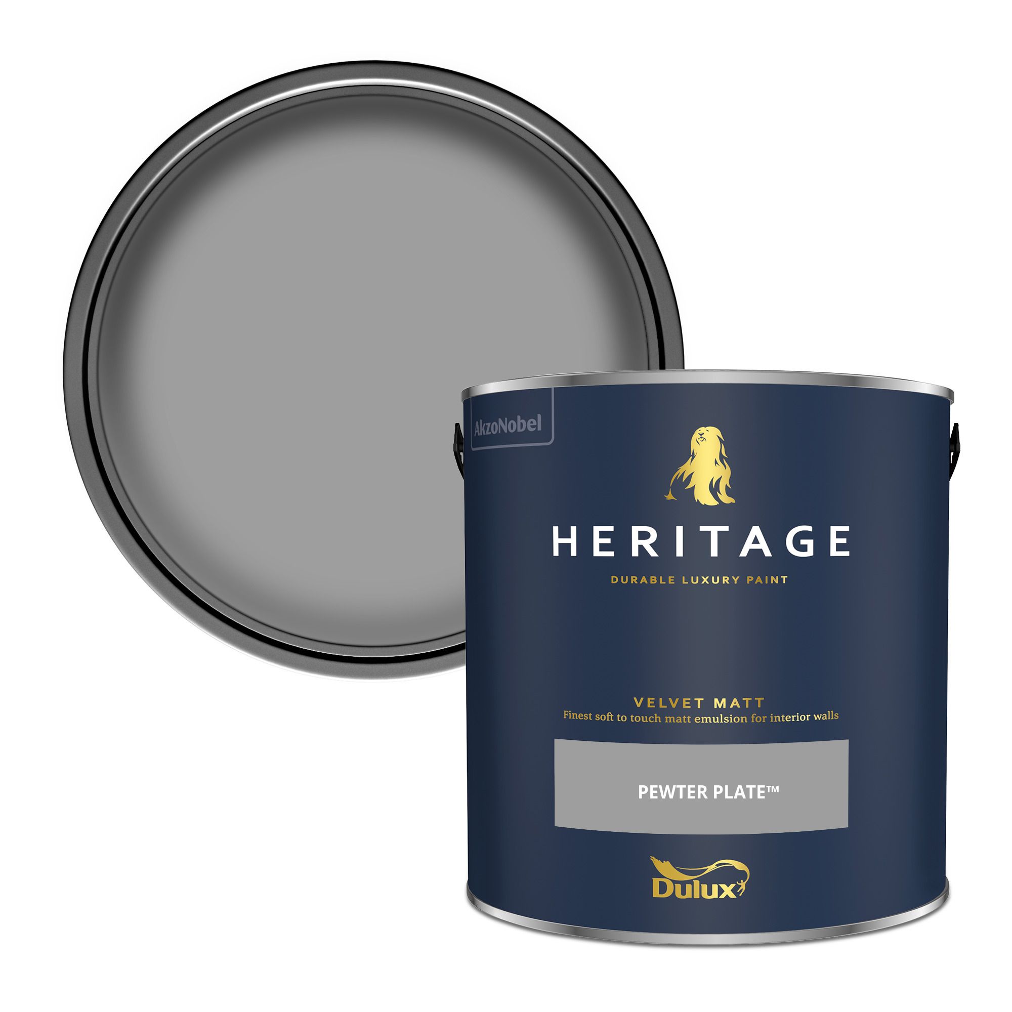 Dulux Heritage Pewter Plate Velvet matt Wall paint, 2.5L