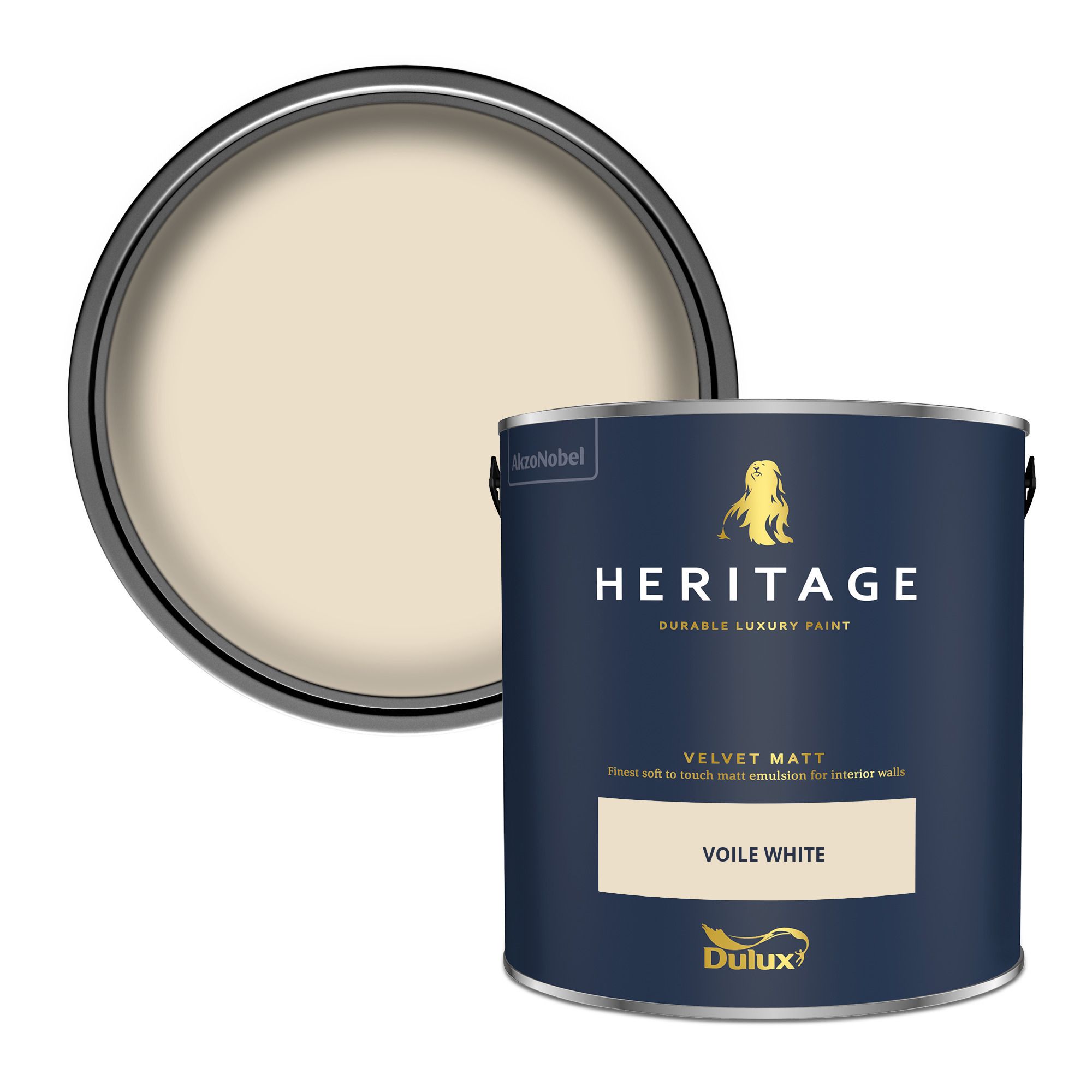 Dulux Heritage Voile White Velvet matt Wall paint, 2.5L