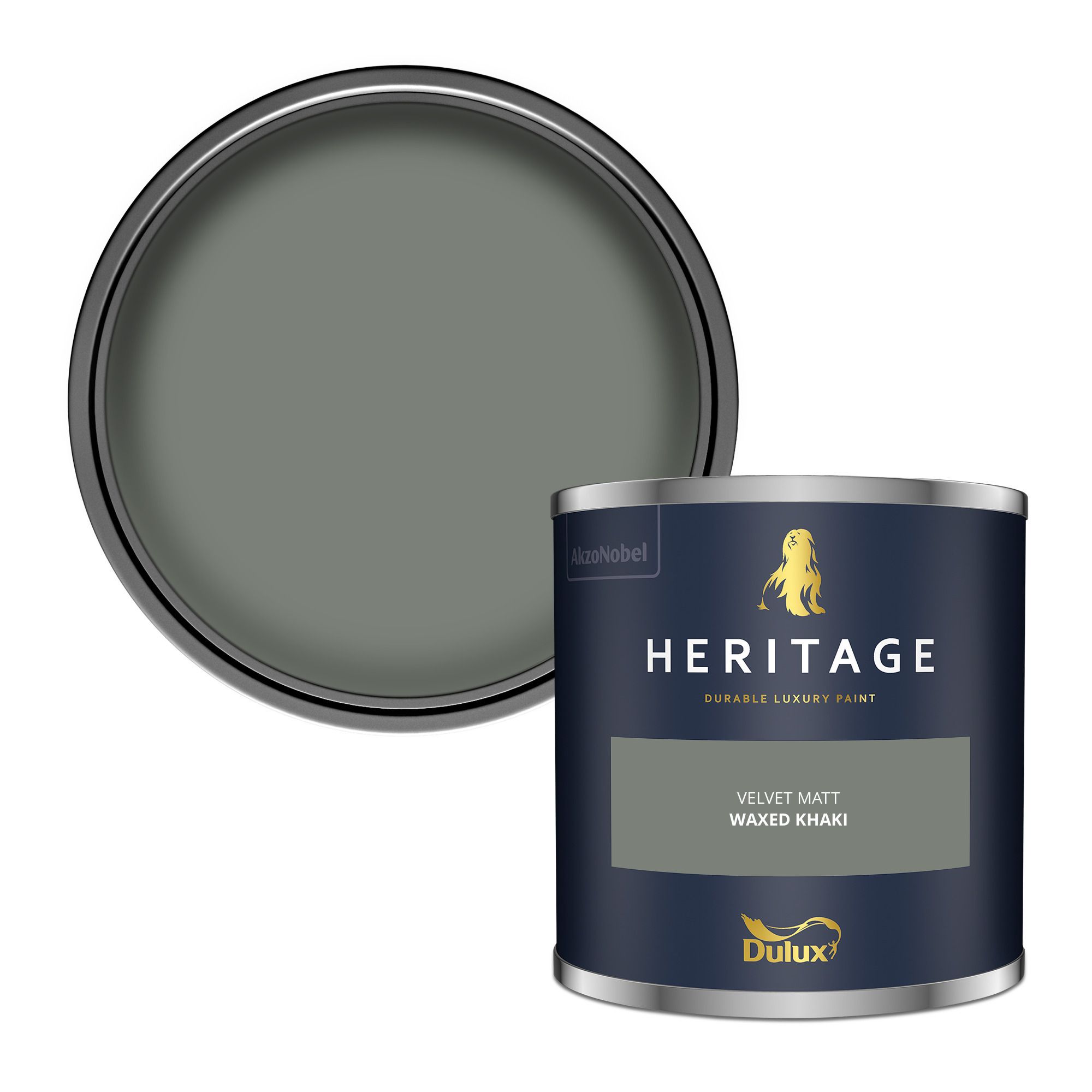 Dulux Heritage Waxed Khaki Matt Wall paint, 125ml Tester pot