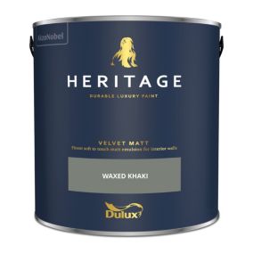 Dulux Heritage Waxed Khaki Velvet matt Emulsion paint, 2.5L