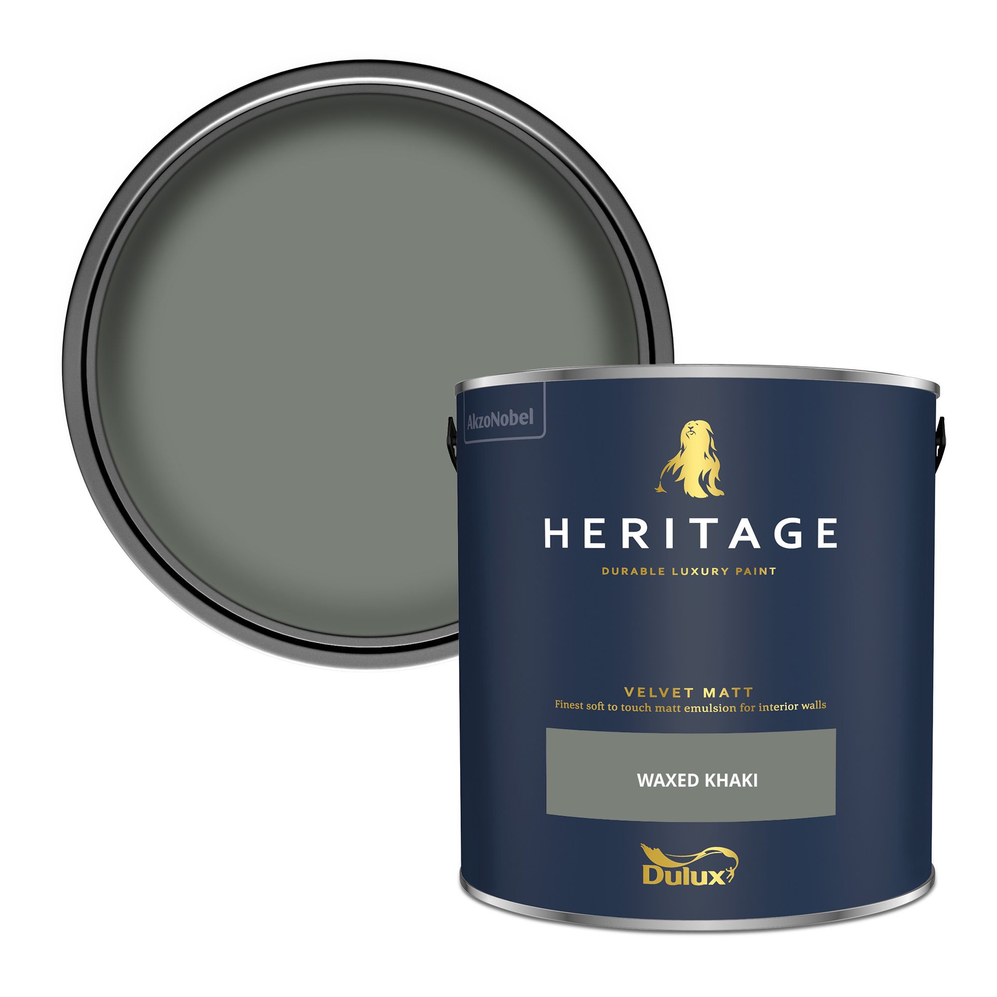 Dulux Heritage Waxed Khaki Velvet matt Wall paint, 2.5L