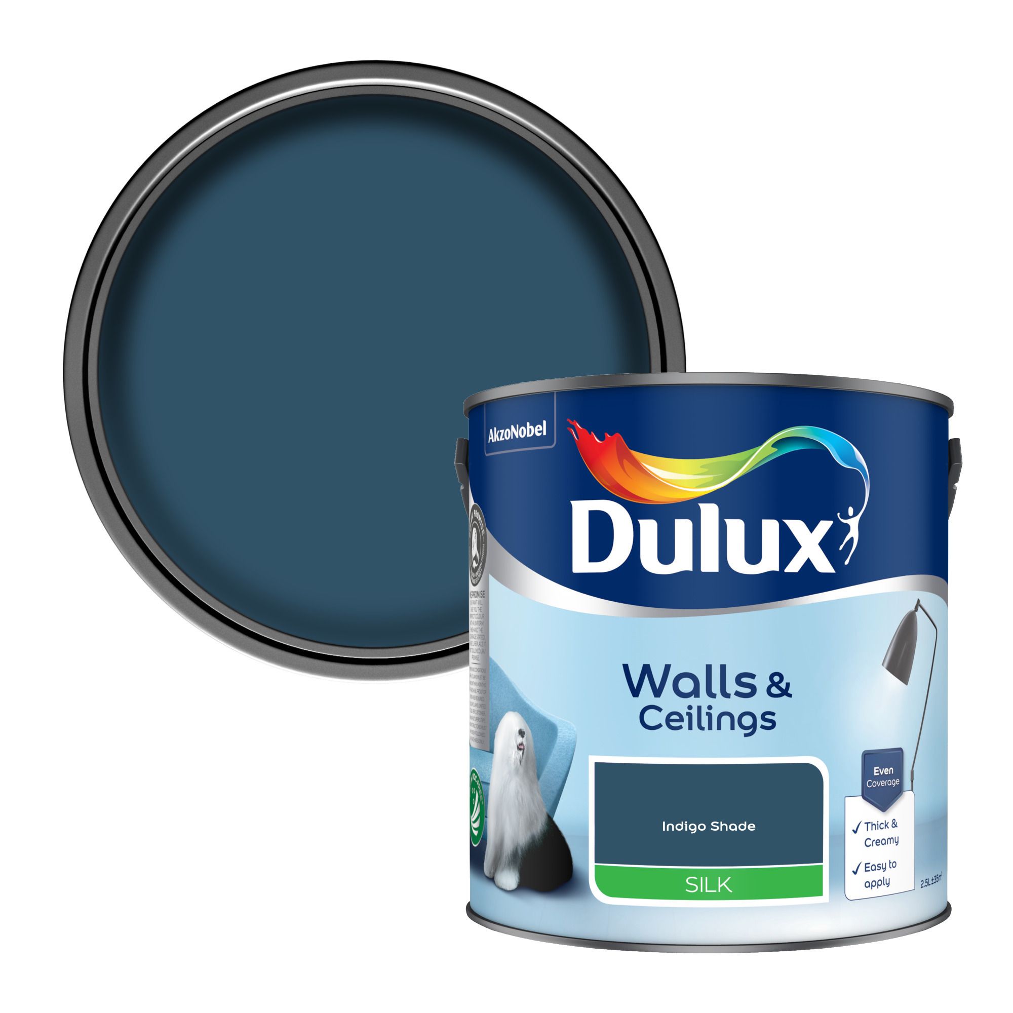 Dulux Indigo Shade Silk Wall & ceiling Emulsion paint, 2.5L