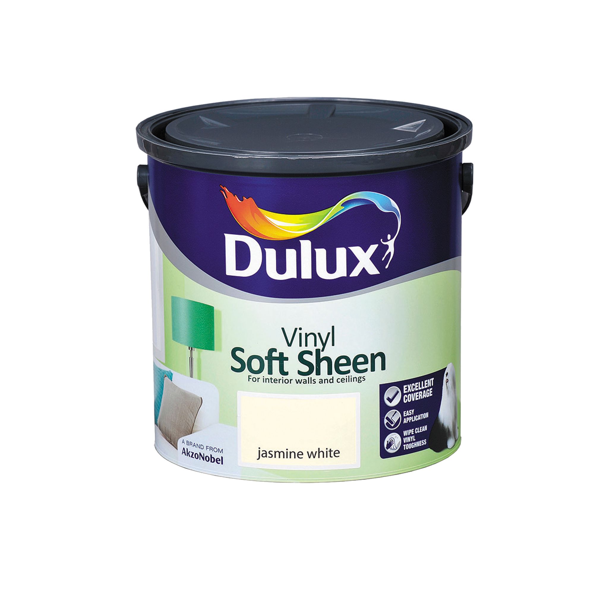 Dulux Jasmine white Soft sheen Emulsion paint, 2.5L