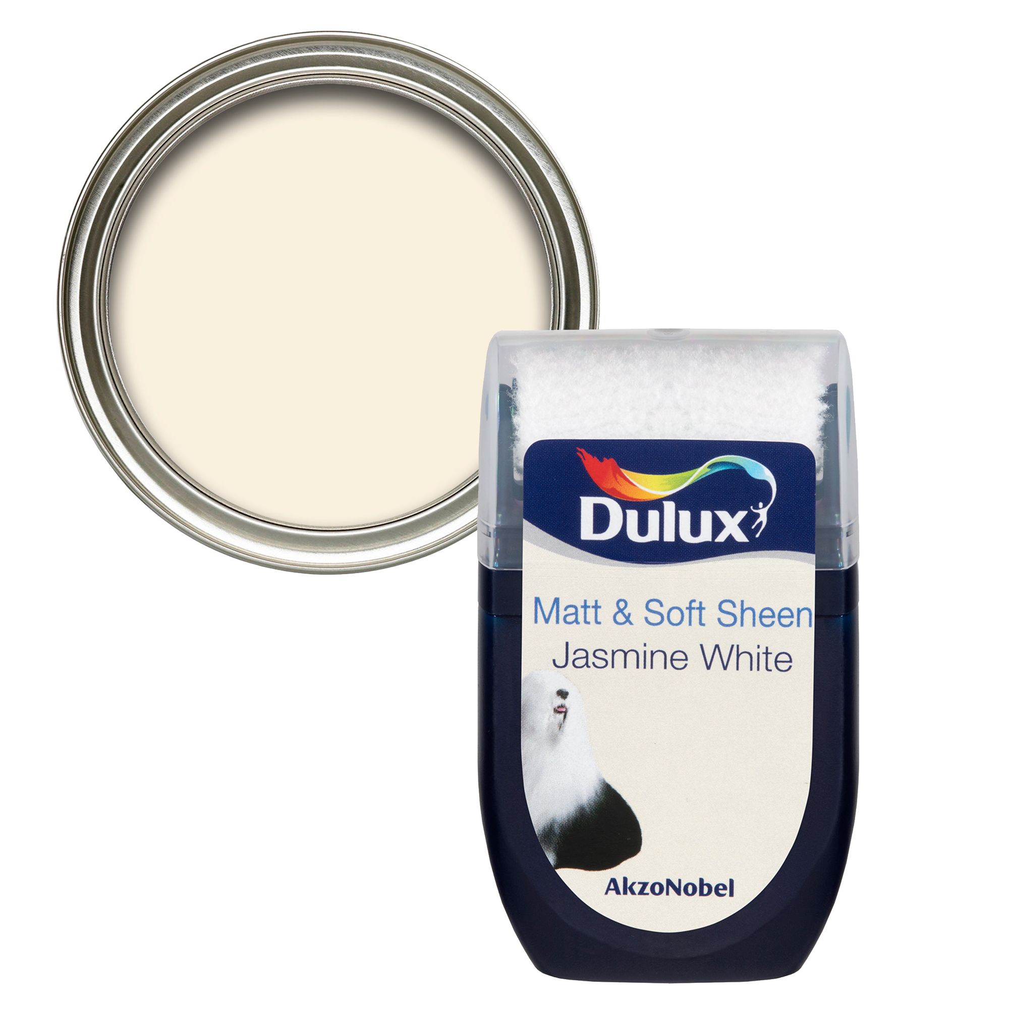 Dulux Jasmine white Vinyl matt Emulsion paint, 30ml Tester pot DIY at B&Q