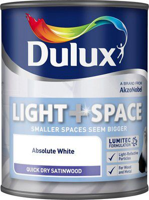 Dulux Light & space Absolute white Satinwood Metal & wood paint, 750ml
