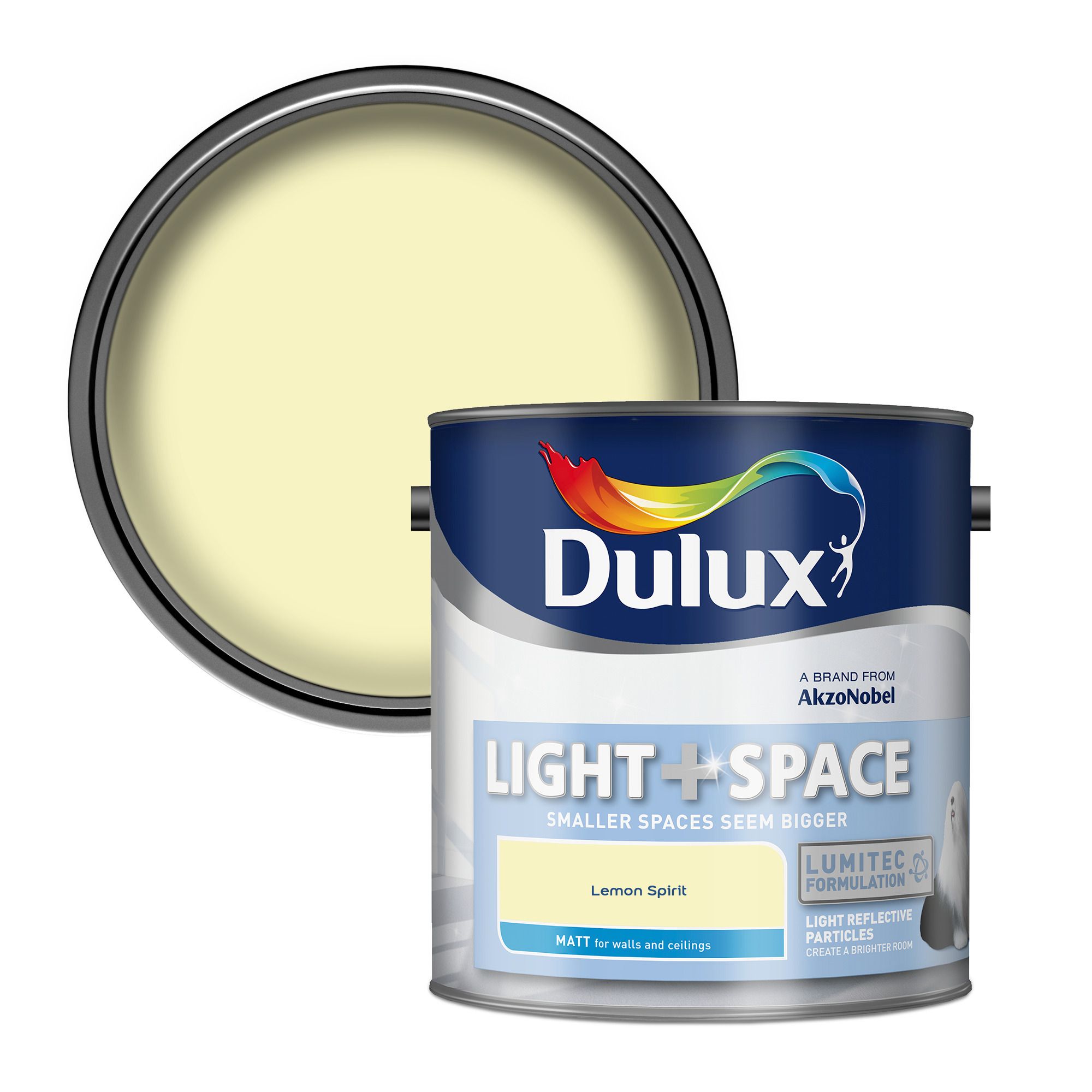 Dulux Light + Space Lemon Spirit Matt Wall paint, 2.5L