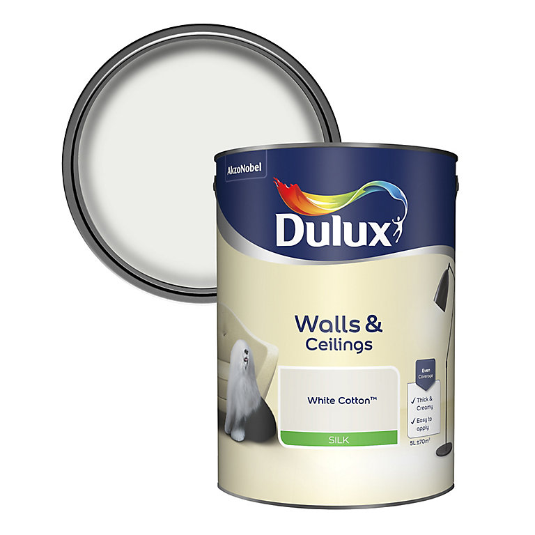Dulux Luxurious White Cotton Silk, White Ceiling Paint 5l