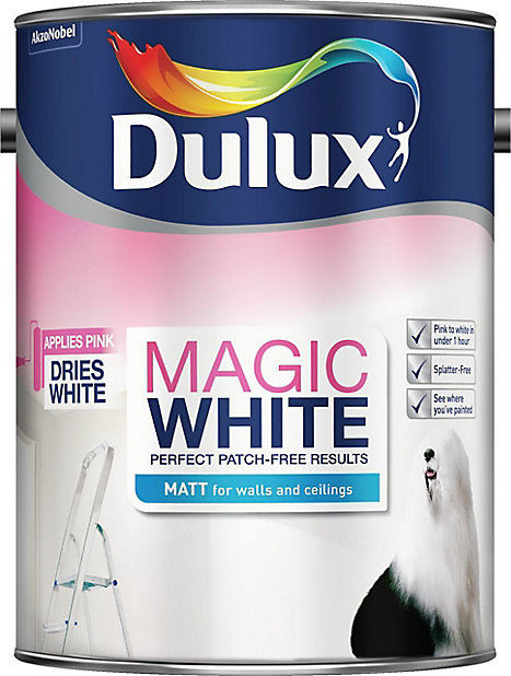Dulux Magic Pure Brilliant White Matt, White Ceiling Paint 5l