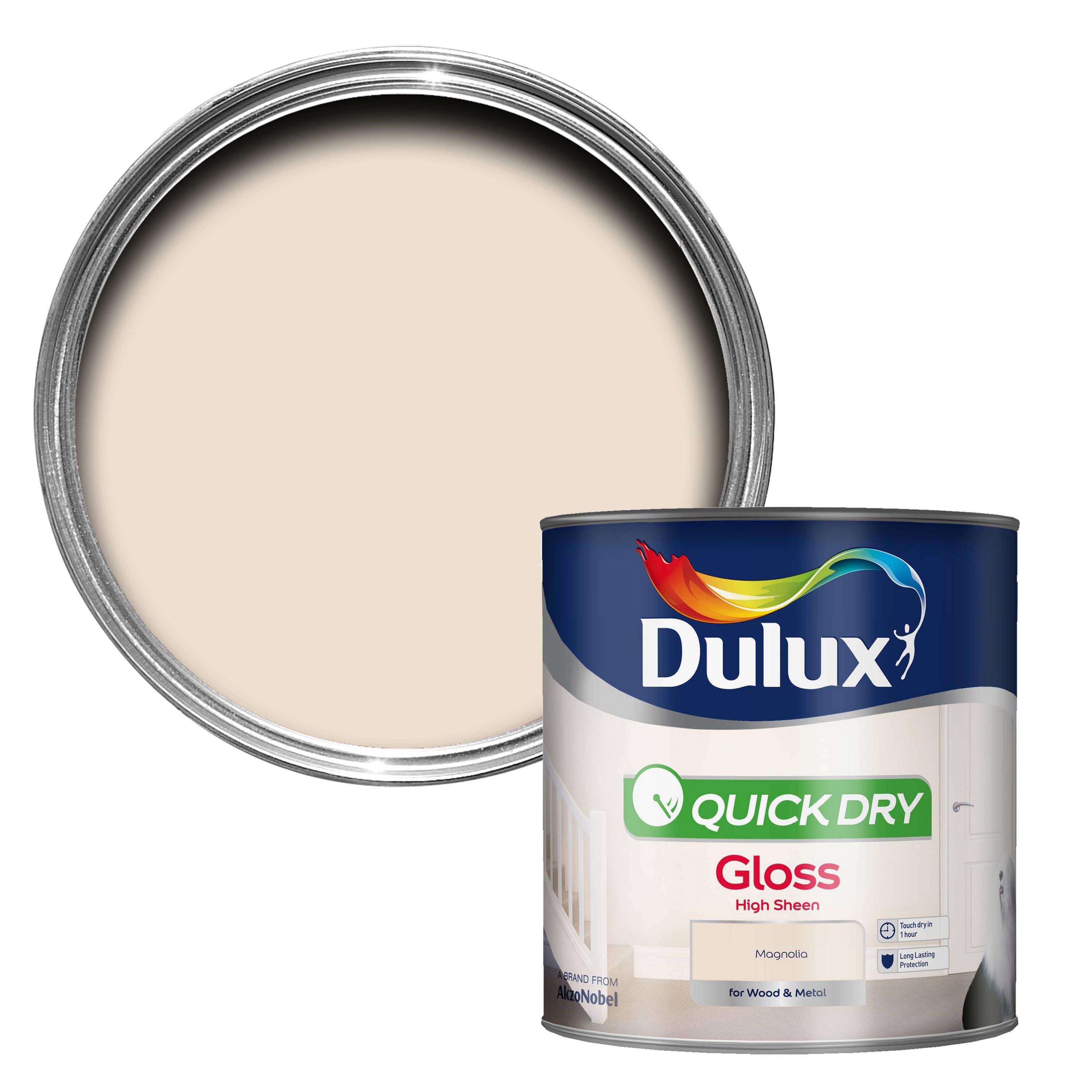 Dulux Magnolia Gloss Metal & wood paint, 2.5L DIY at B&Q