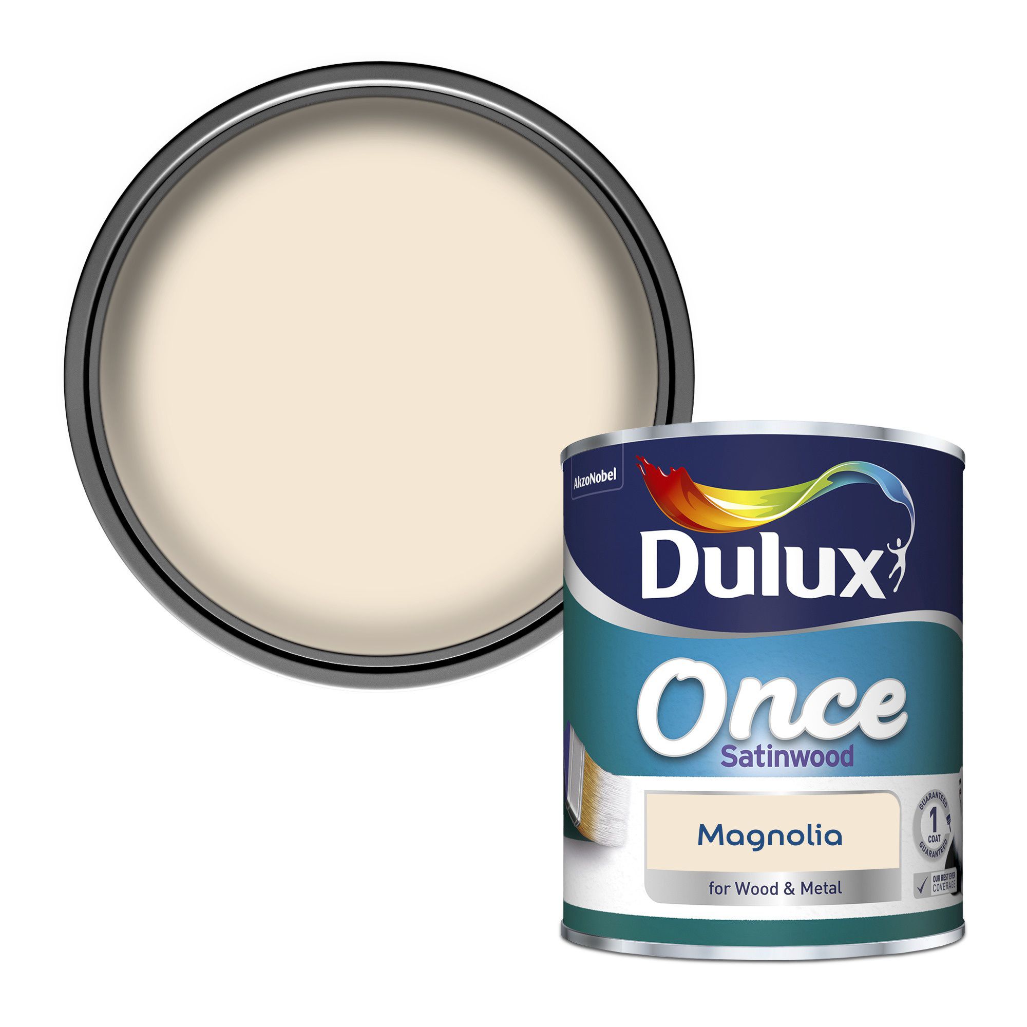 Dulux Magnolia Satinwood Metal & wood paint, 750ml DIY at B&Q