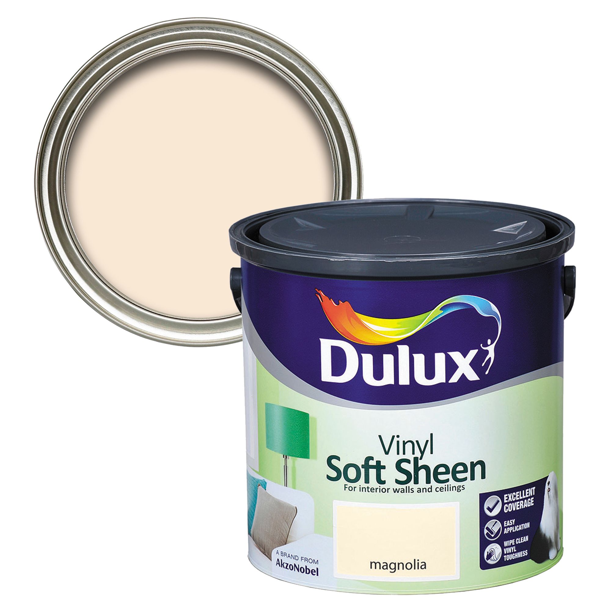 Dulux Magnolia Soft sheen Emulsion paint, 2.5L DIY at B&Q