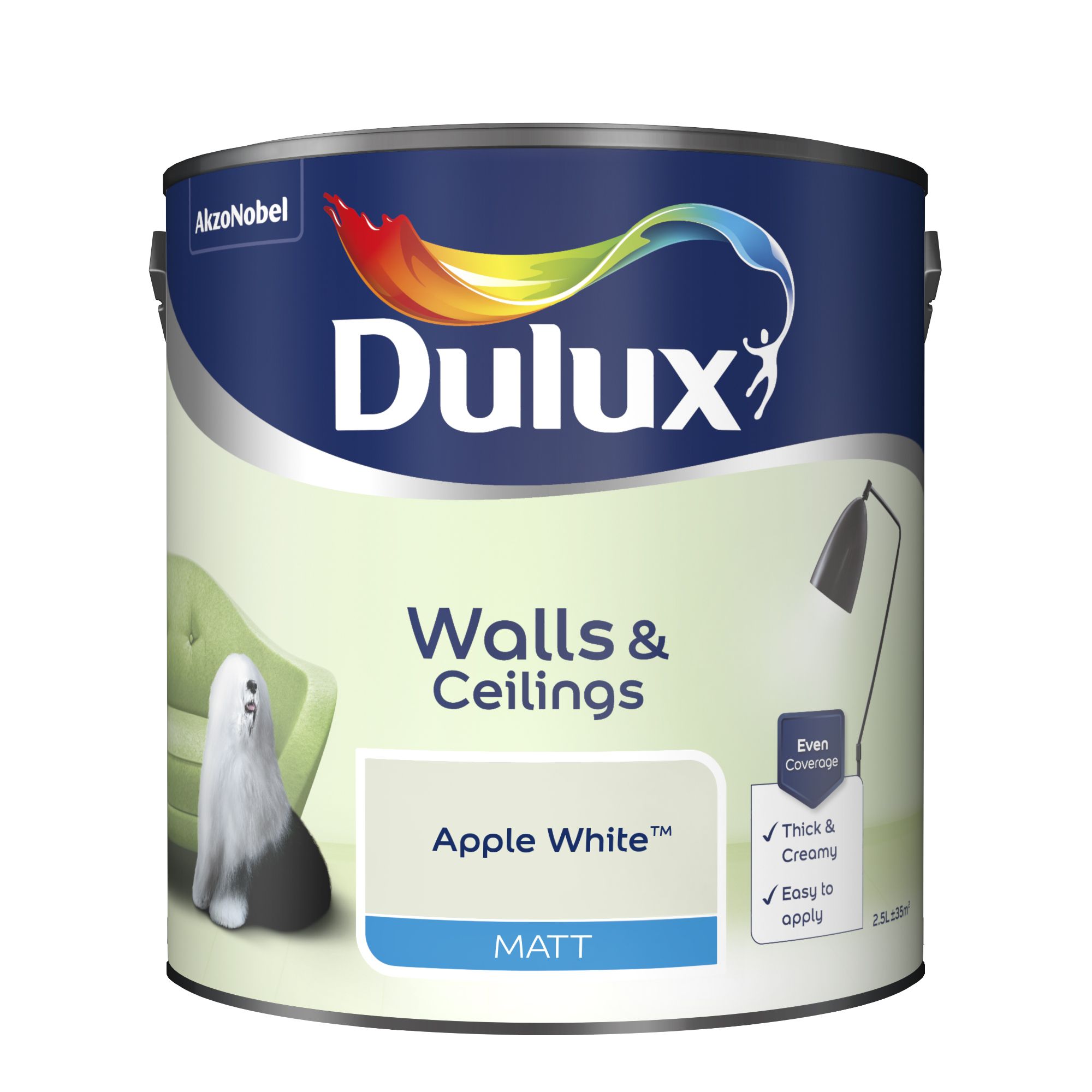 Dulux Natural Hints Apple white Matt Wall & ceiling Emulsion paint, 2.5L