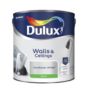 Dulux Natural hints Cornflower white Silk Emulsion paint, 2.5L