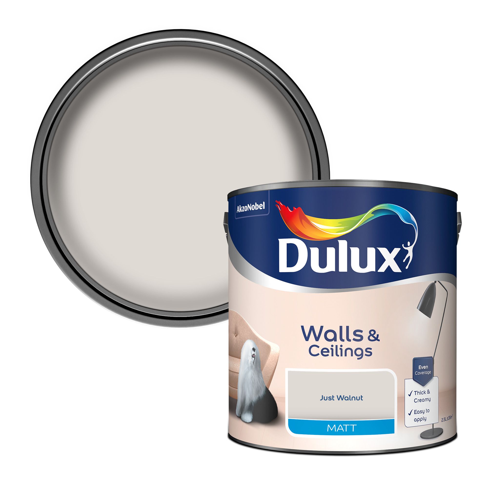 Dulux Neutrals Just Walnut Matt Emulsion Paint 2 5l Diy At B Q