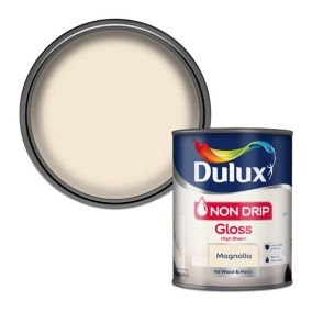Dulux Non drip Magnolia Gloss Metal & wood paint, 750ml