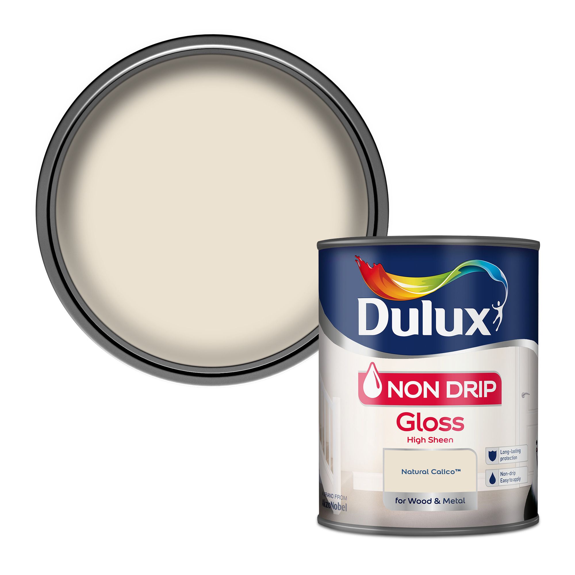 Dulux Non drip Natural calico Gloss Metal & wood paint, 750ml