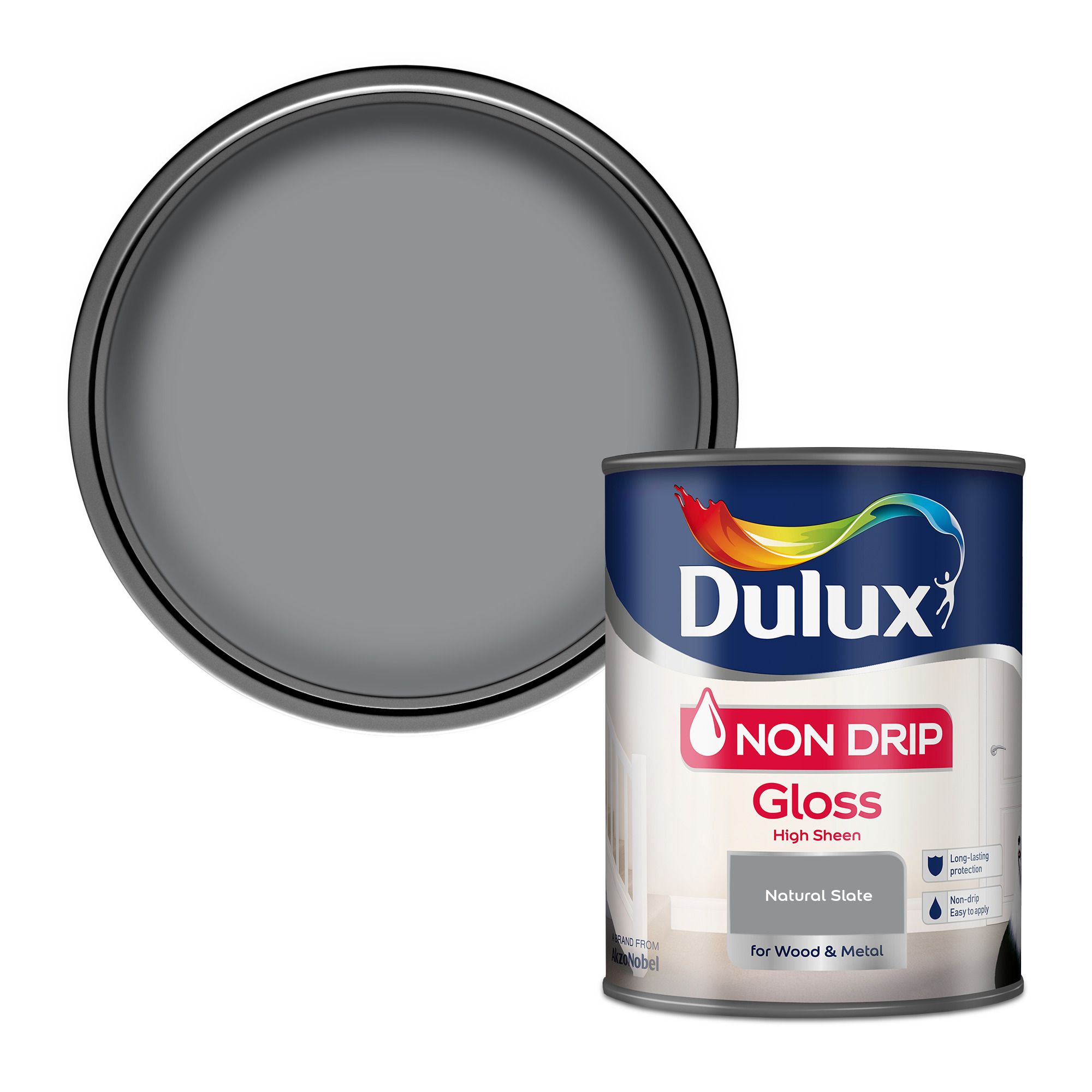 Dulux Non drip Natural slate Gloss Metal & wood paint, 750ml