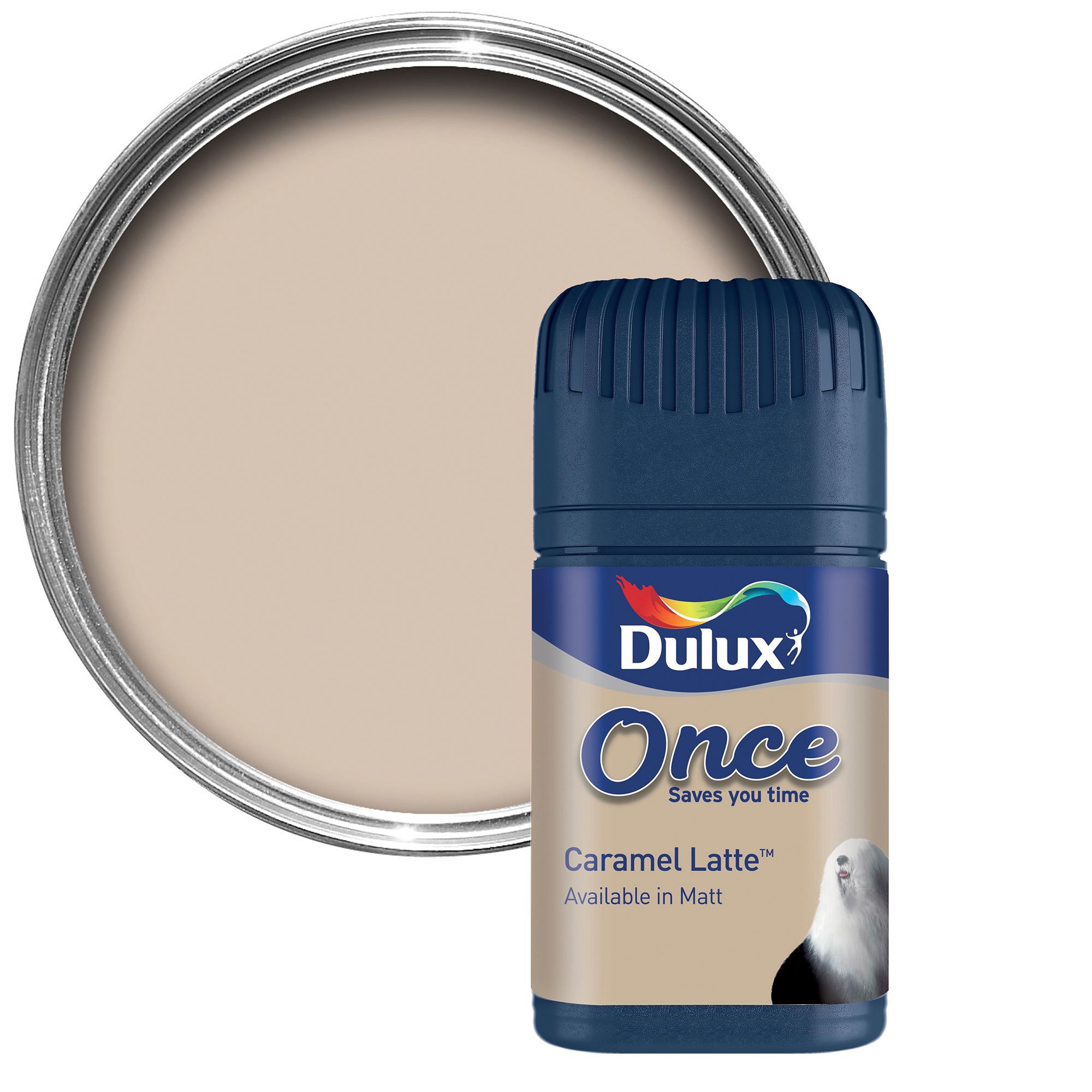 Dulux Once Caramel latte Matt Emulsion paint 0.05L Tester pot DIY at B&Q