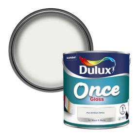 Dulux Once Pure brilliant white Gloss Metal & wood paint, 2.5L