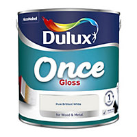 Dulux Once Pure brilliant white Gloss Metal & wood paint, 2.5L
