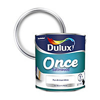Dulux Once Pure brilliant white Satinwood Metal & wood paint, 2.5L
