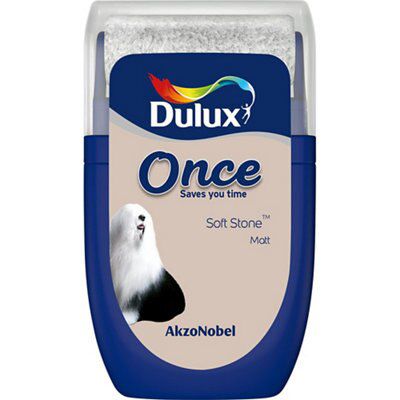 Dulux Once Soft stone Matt Emulsion paint, 30ml | DIY at B&Q